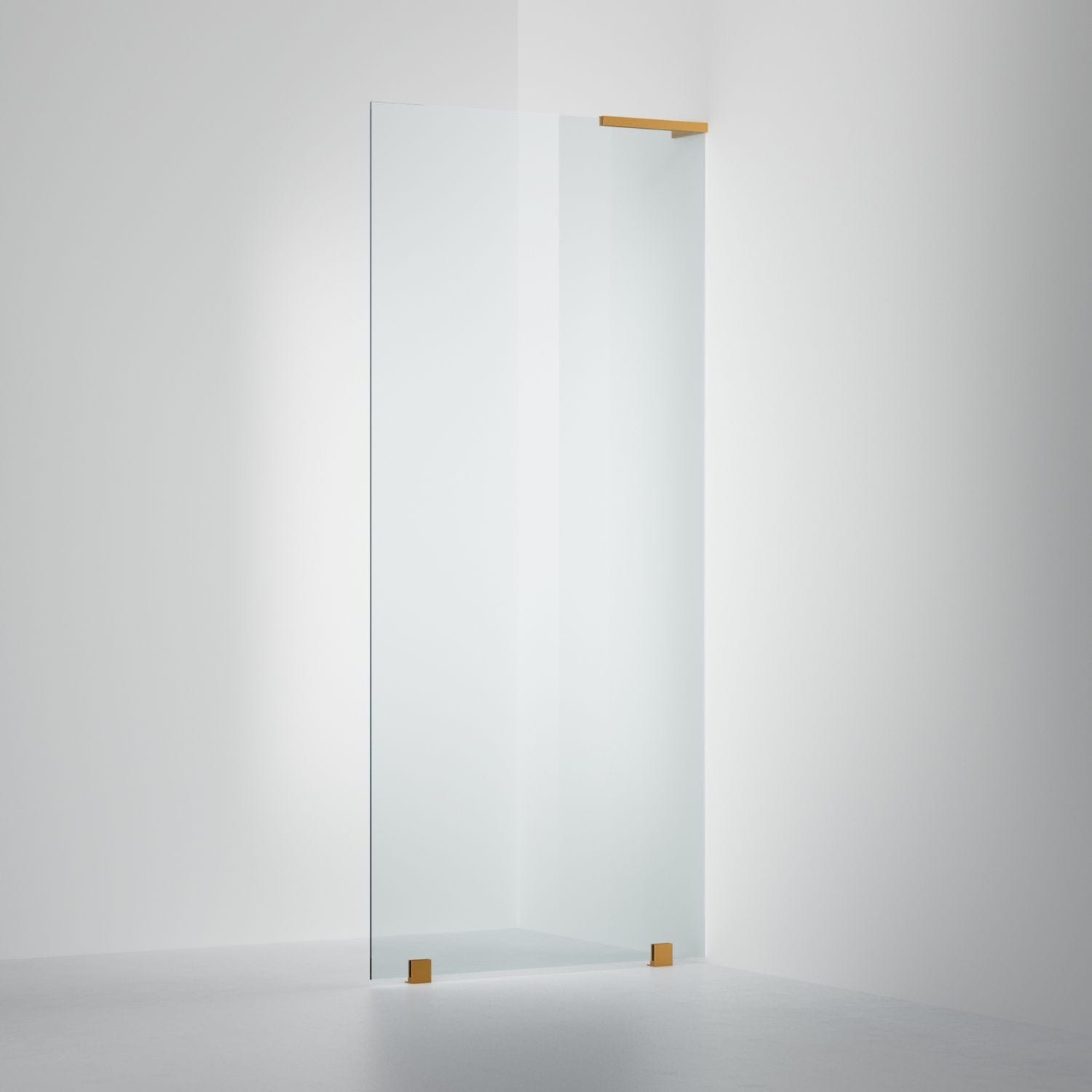 INR Dusjvegg ARC 20 Original Skjermvegg Måltilpasset Brushed brass / Måltilpasset - høyre / Klart glass INR Iconic Nordic Rooms Dusjvegg INR-120502800