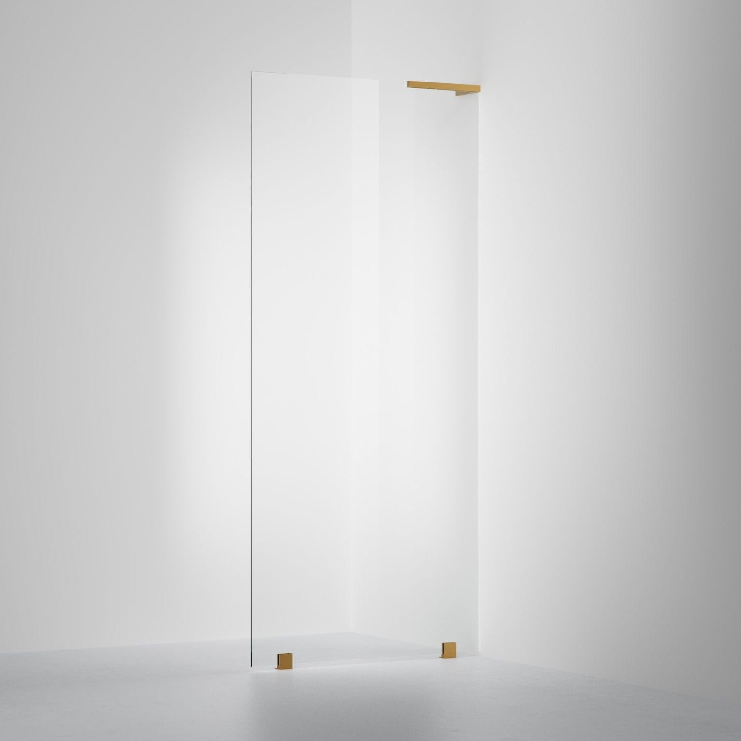 INR Dusjvegg ARC 20 Original Skjermvegg Måltilpasset Brushed brass / Måltilpasset - høyre / Opal klart glass INR Iconic Nordic Rooms Dusjvegg INR-120512800