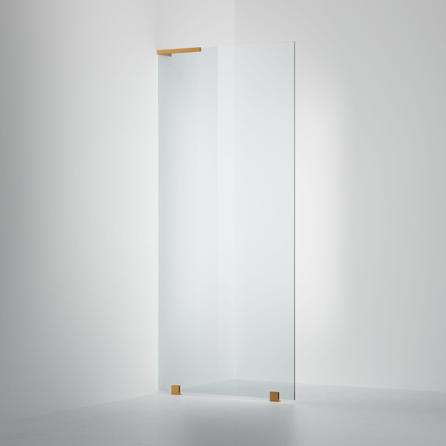 INR Dusjvegg ARC 20 Original Skjermvegg Måltilpasset Brushed brass / Måltilpasset - venstre / Klart glass INR Iconic Nordic Rooms Dusjvegg INR-120402800