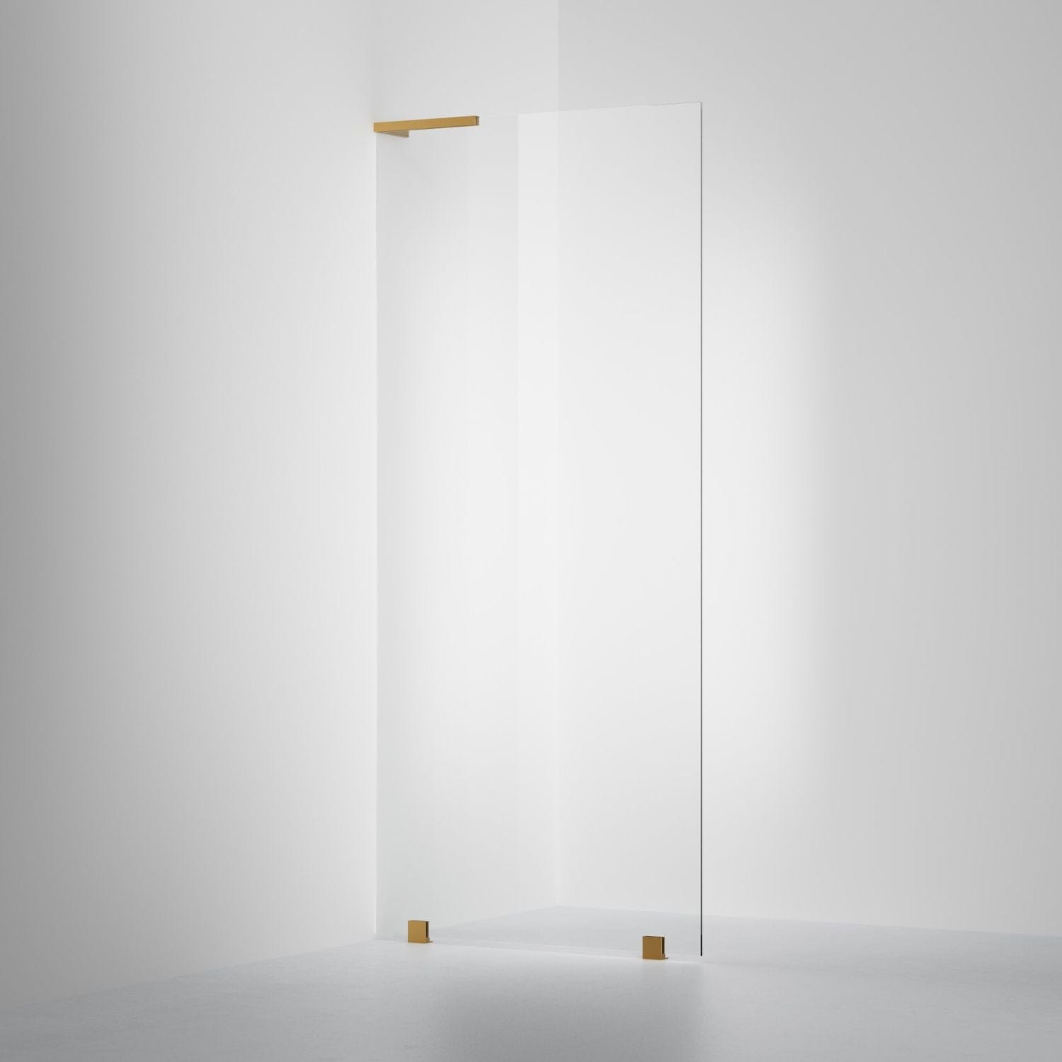 INR Dusjvegg ARC 20 Original Skjermvegg Måltilpasset Brushed brass / Måltilpasset - venstre / Opal klart glass INR Iconic Nordic Rooms Dusjvegg INR-120412800