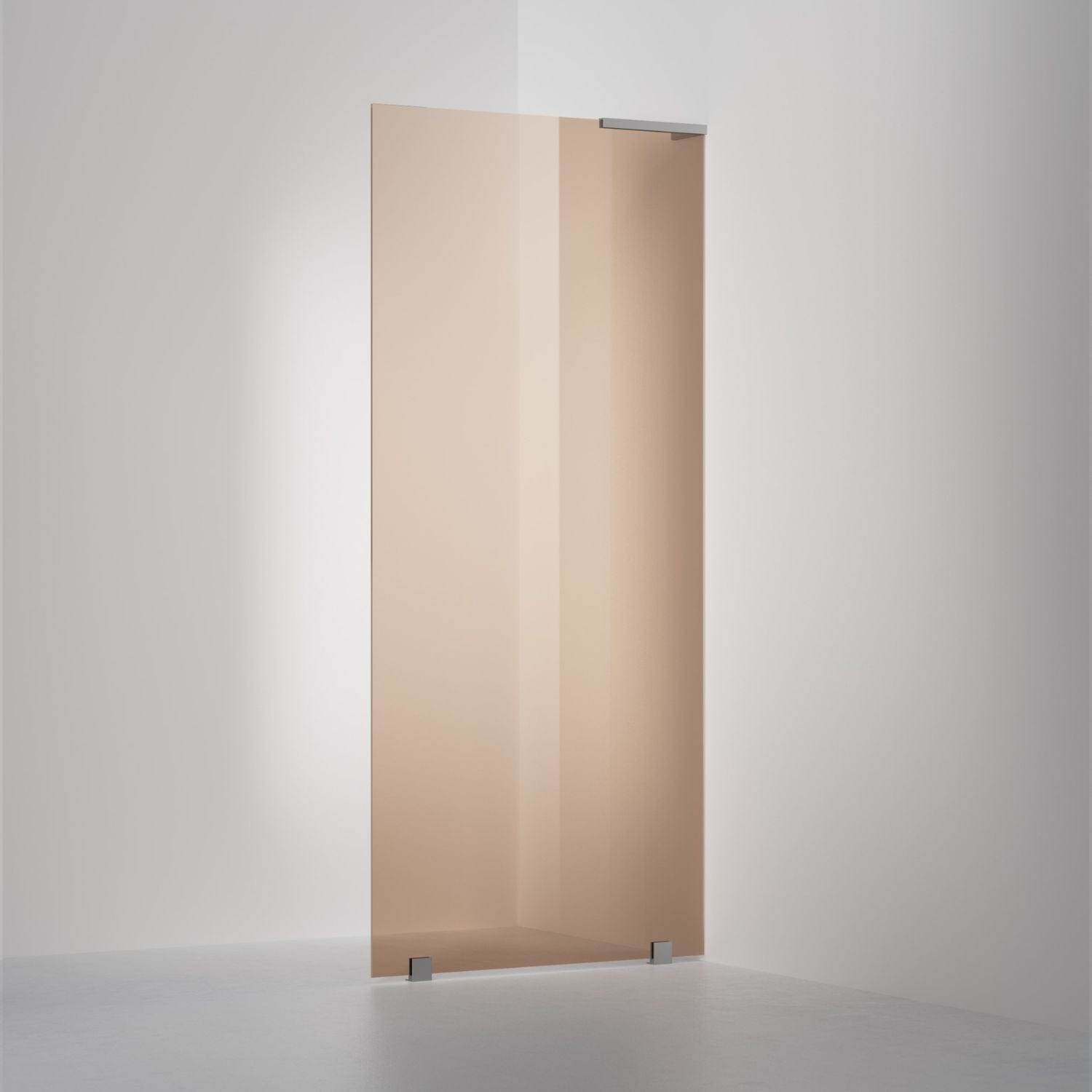 INR Dusjvegg ARC 20 Original Skjermvegg Måltilpasset Brushed stainless / Måltilpasset - høyre / Bronse glass INR Iconic Nordic Rooms Dusjvegg INR-120542400