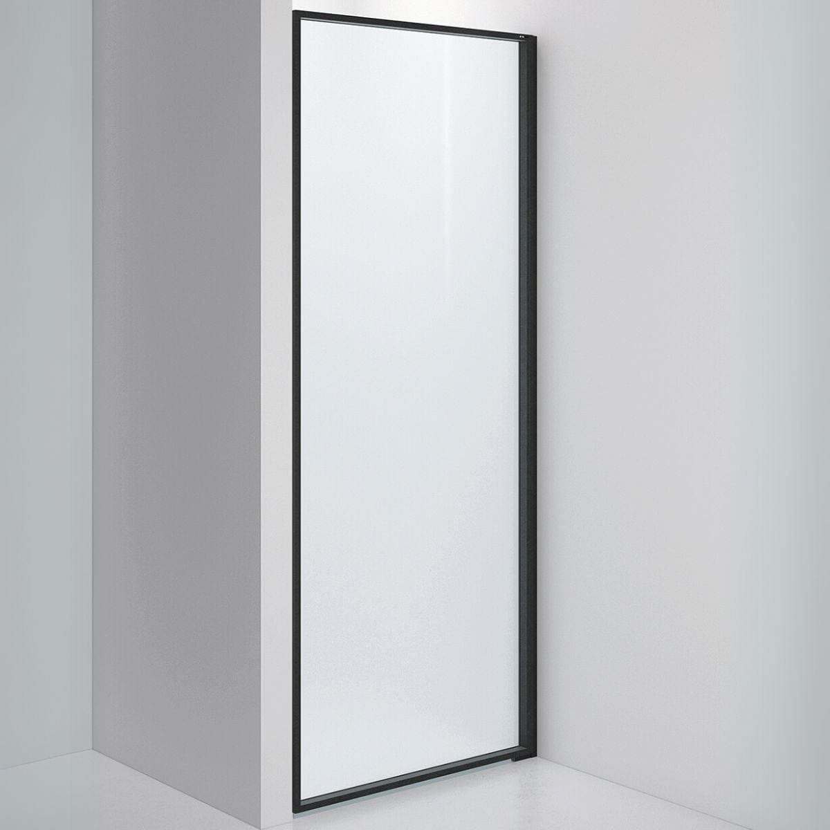 INR Dusjvegg EDGE 2 Måltilpasset - høyre / Matt svart / Frostet glass INR Iconic Nordic Rooms Dusjvegg INR-202210100
