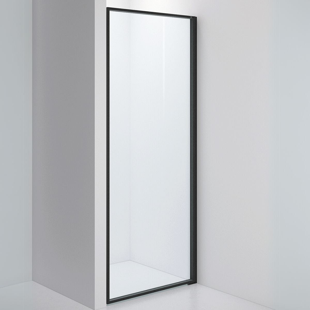 INR Dusjvegg EDGE 2 Måltilpasset - høyre / Matt svart / Klart glass INR Iconic Nordic Rooms Dusjvegg INR-202202100
