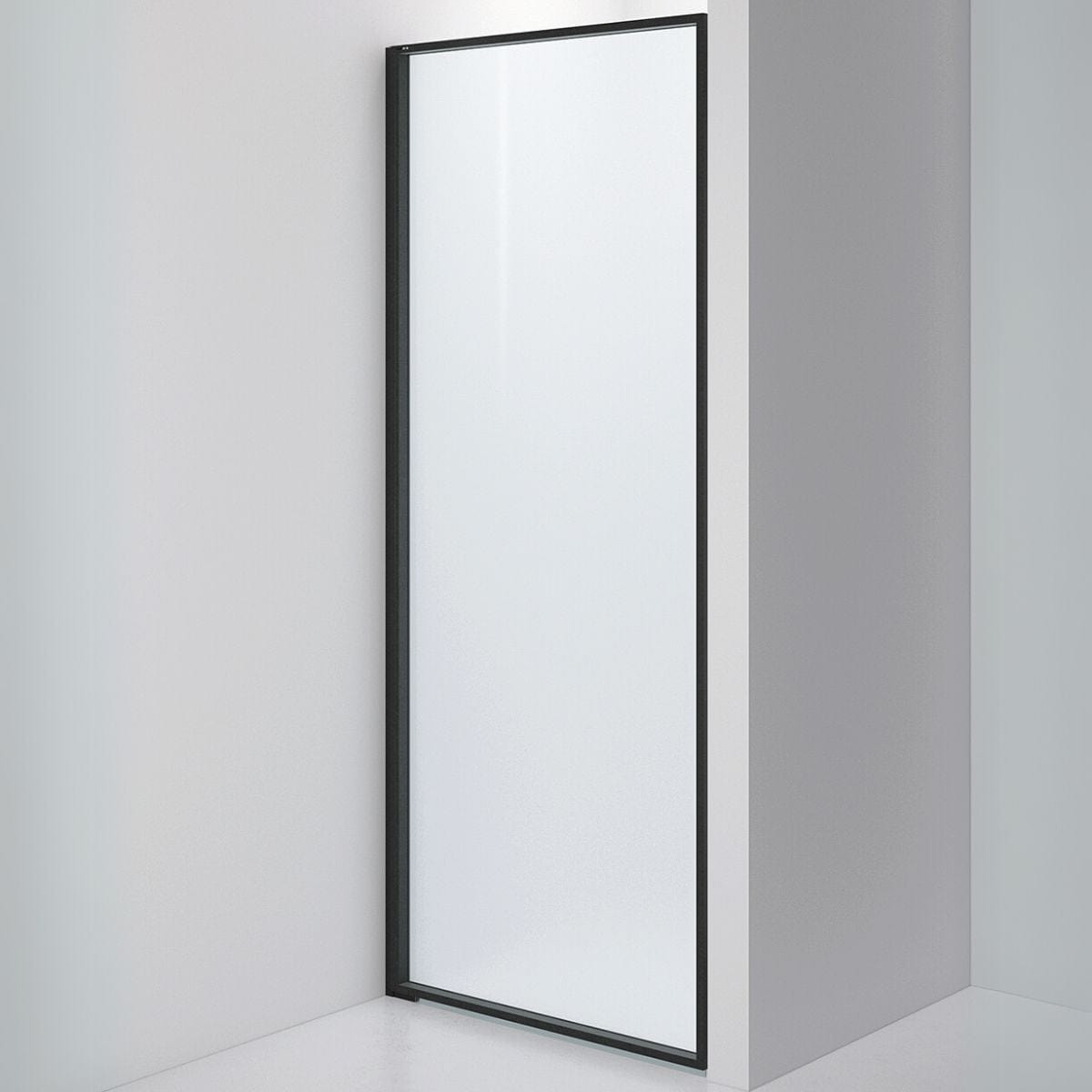INR Dusjvegg EDGE 2 Måltilpasset - venstre / Matt svart / Frostet glass INR Iconic Nordic Rooms Dusjvegg INR-202110100
