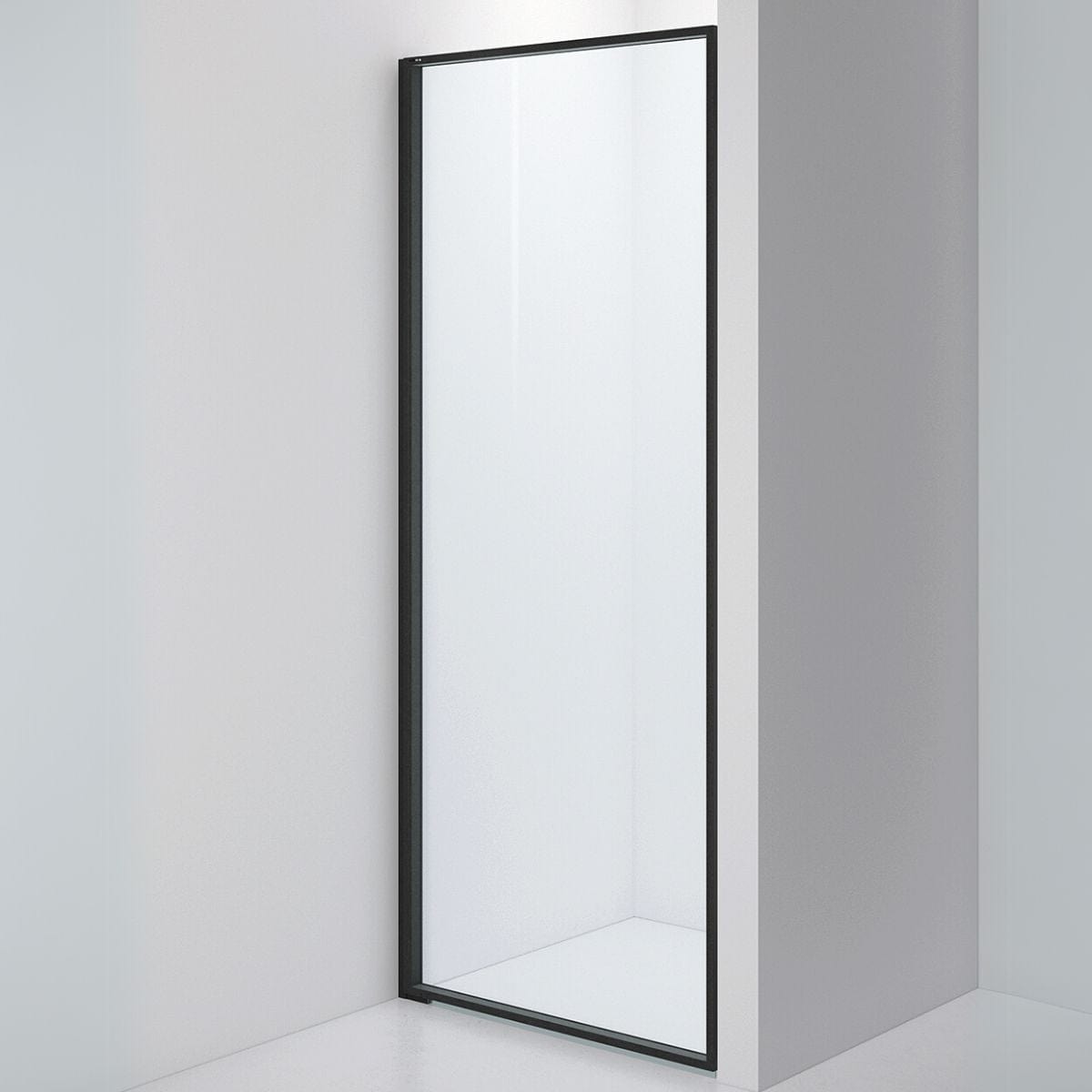 INR Dusjvegg EDGE 2 Måltilpasset - venstre / Matt svart / Klart glass INR Iconic Nordic Rooms Dusjvegg INR-202102100