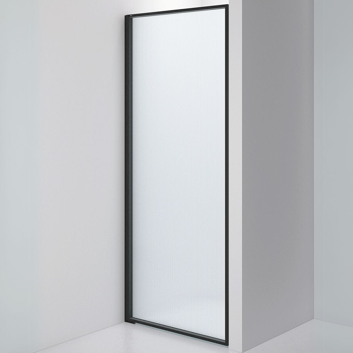 INR Dusjvegg EDGE 2 Måltilpasset - venstre / Matt svart / Sway glass INR Iconic Nordic Rooms Dusjvegg INR-202141100