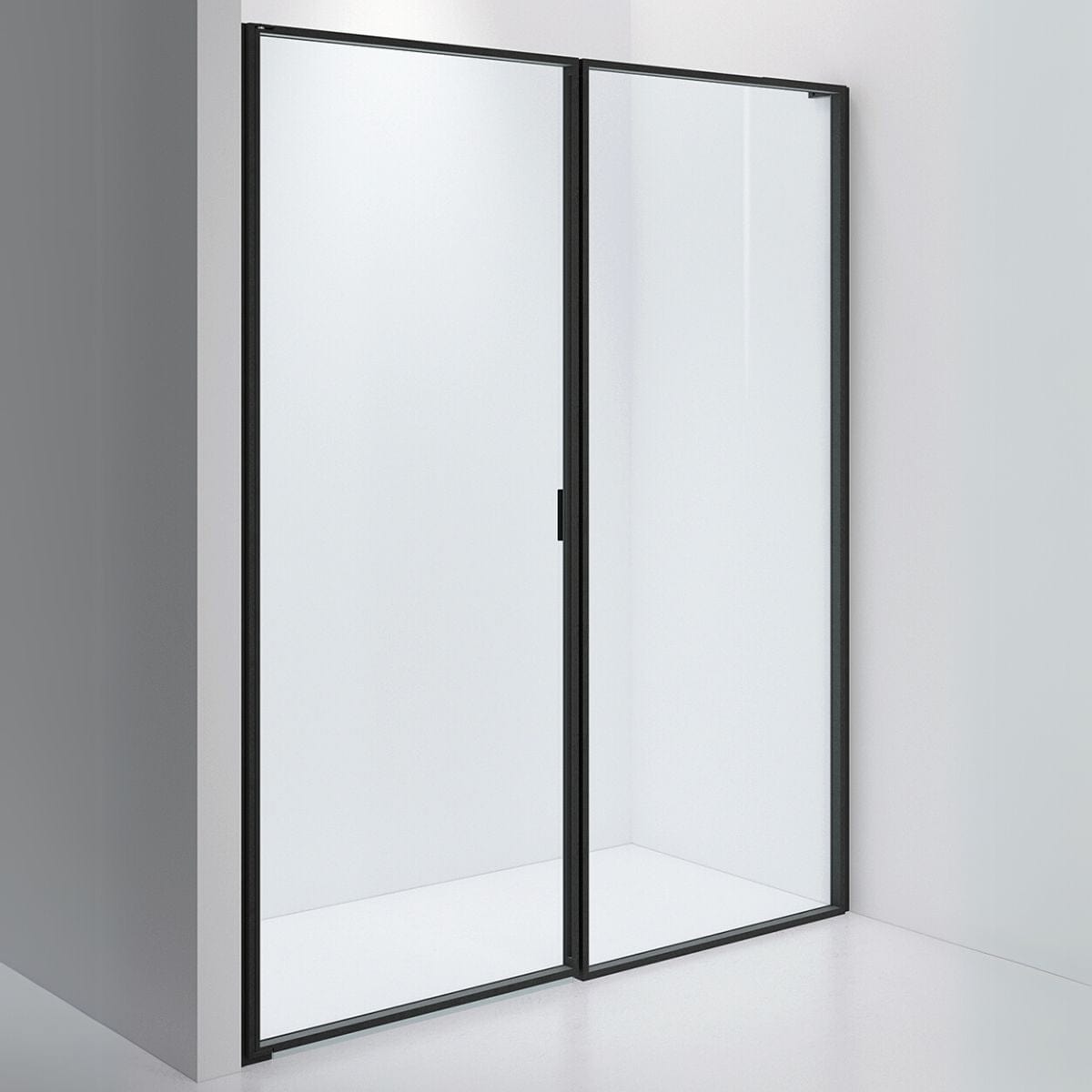 INR Dusjvegg EDGE 4 Måltilpasset - venstre / Matt svart / Klart glass INR Iconic Nordic Rooms Dusjvegg INR-204102100