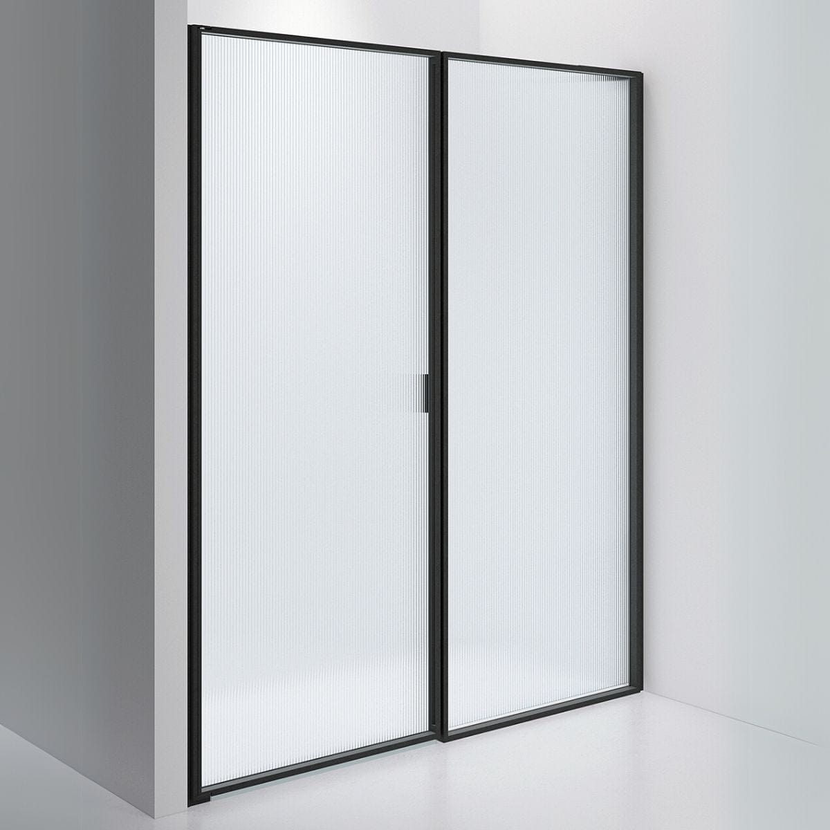 INR Dusjvegg EDGE 4 Måltilpasset - venstre / Matt svart / Sway glass INR Iconic Nordic Rooms Dusjvegg INR-204141100