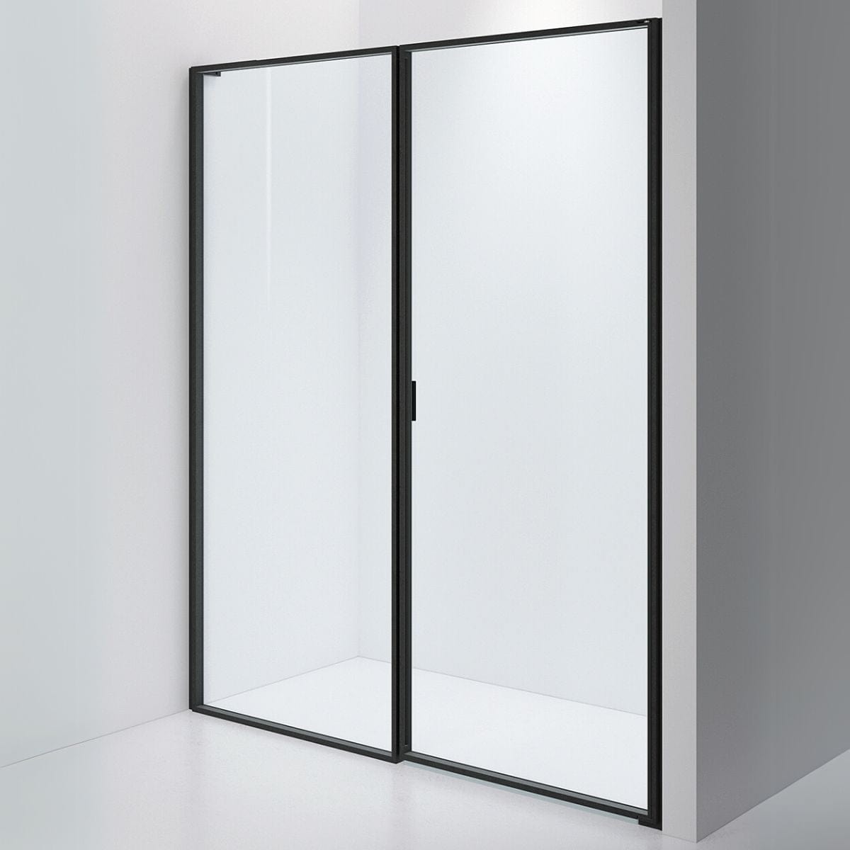 INR Dusjvegg EDGE 4 Måltlpasset - høyre / Matt svart / Klart glass INR Iconic Nordic Rooms Dusjvegg INR-204202100
