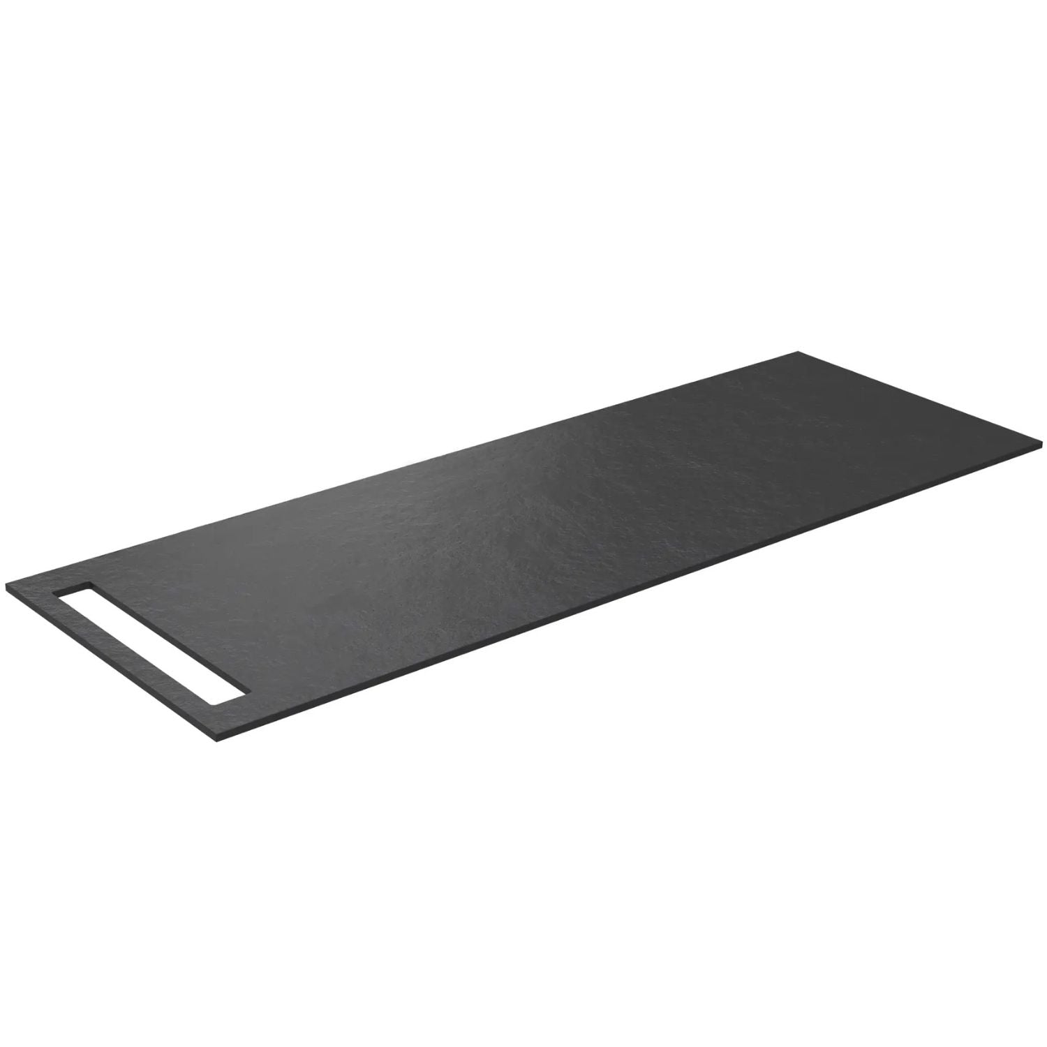 Korsbakken Benkeplate HPL med 1 håndkleholder Svart / 1 side / 130cm Korsbakken Benkeplate bad KO-513404130
