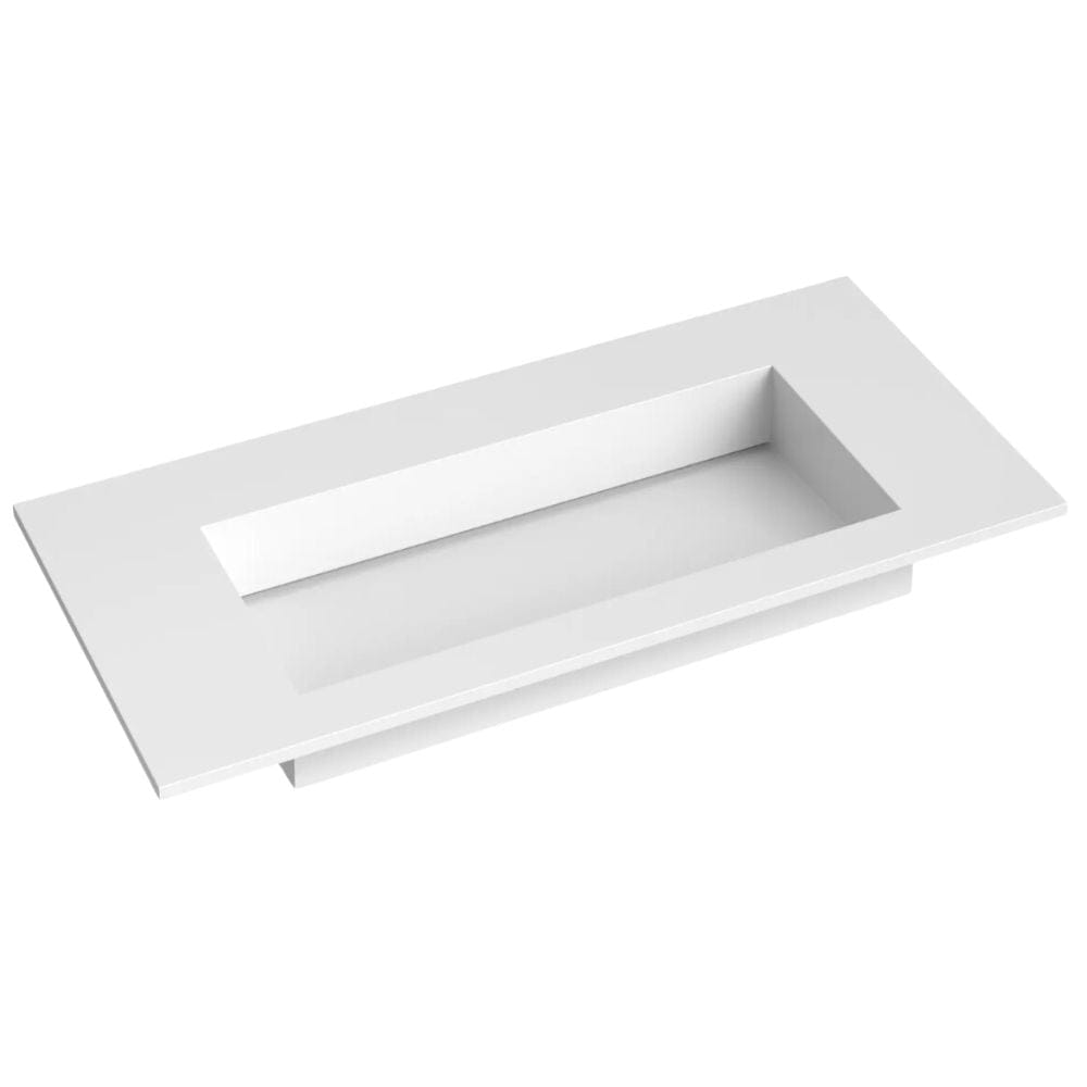 Korsbakken Corian Servant med Flat Bunn uten Kranhull Hvit matt / 100cm Korsbakken Møbelservant KO-383802100