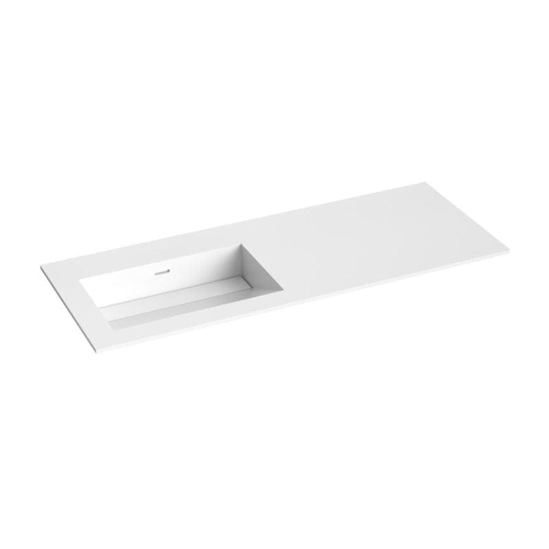 Korsbakken Corian Sidestilt Servant med Skrå Bunn uten Kranhull Hvit matt / 120cm / Venstre Korsbakken Møbelservant KO-373902125