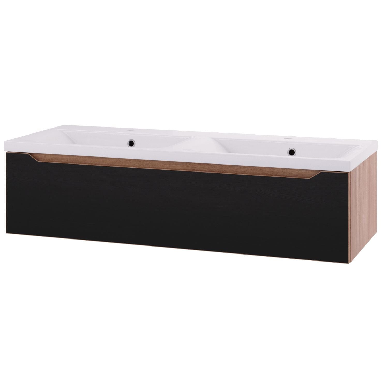 Linn Bad Emma D45 Servantskap med 1 skuff Svart / Eik / 120cm dobbel Linn Bad Servantskap LB-130612D1S
