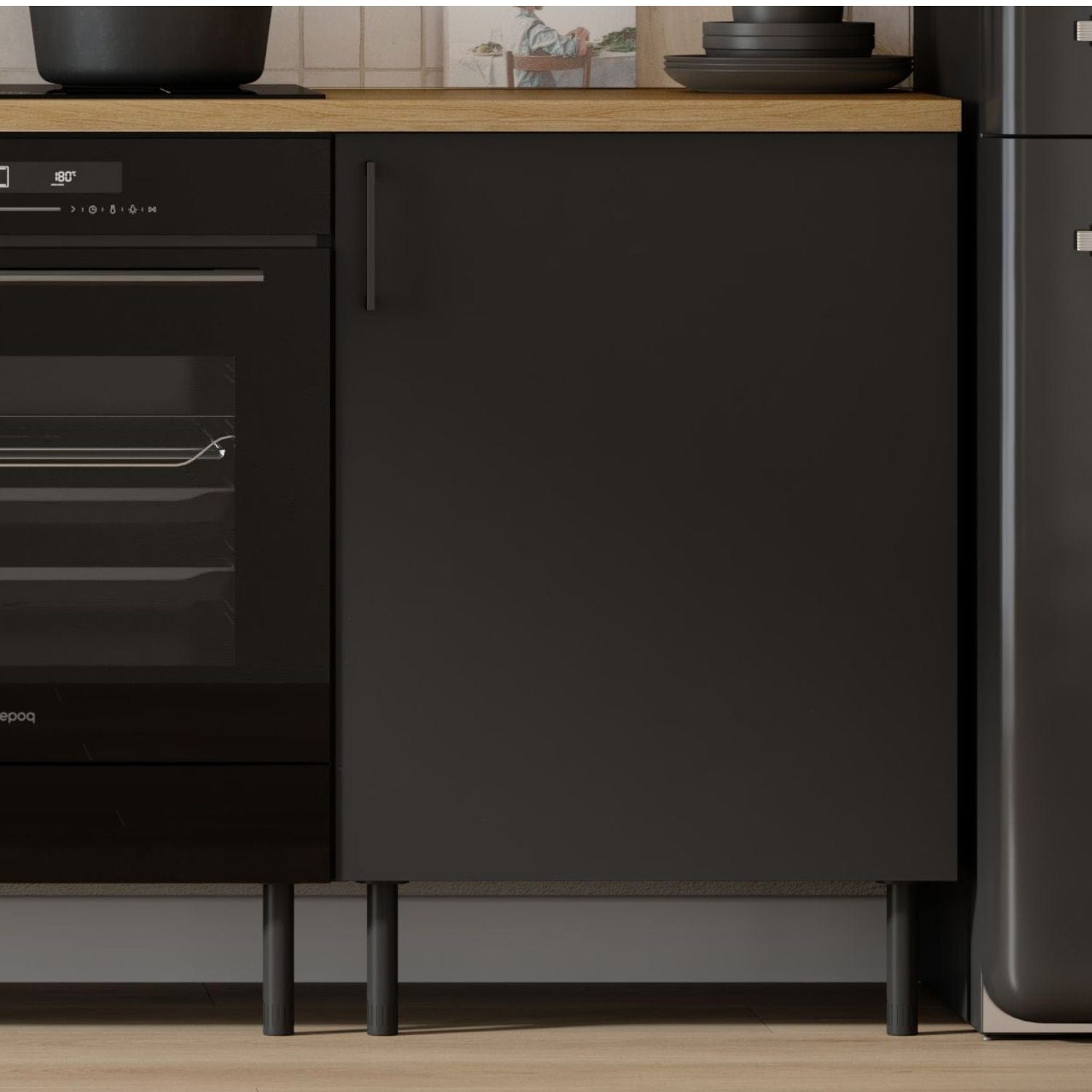 Linn Bad Underskap 1 dør for vaskerom Svart matt / 30cm Linn Bad Benkeskap vaskerom LB-740103R