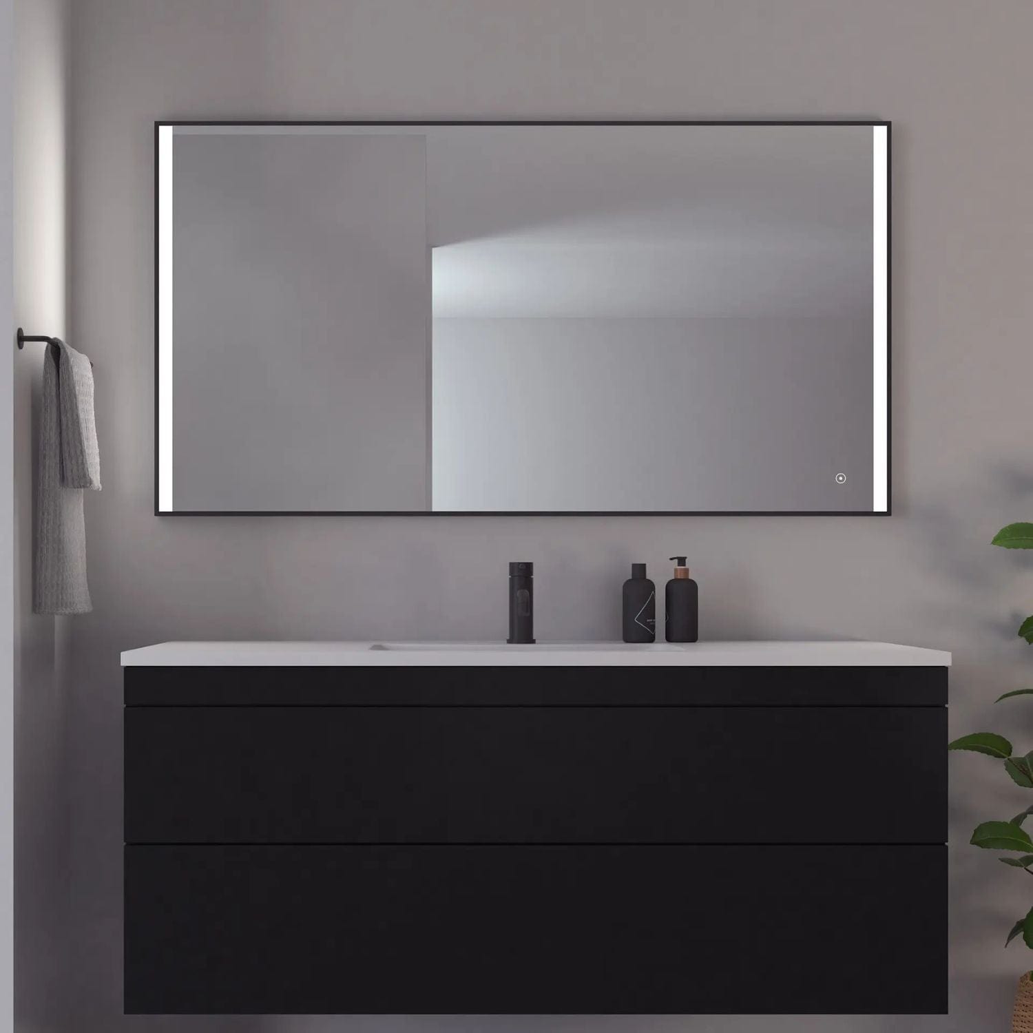 Loevschall Nyborg Rammespeil med LED lys 140cm Loevschall Baderomsspeil KO-3443458795