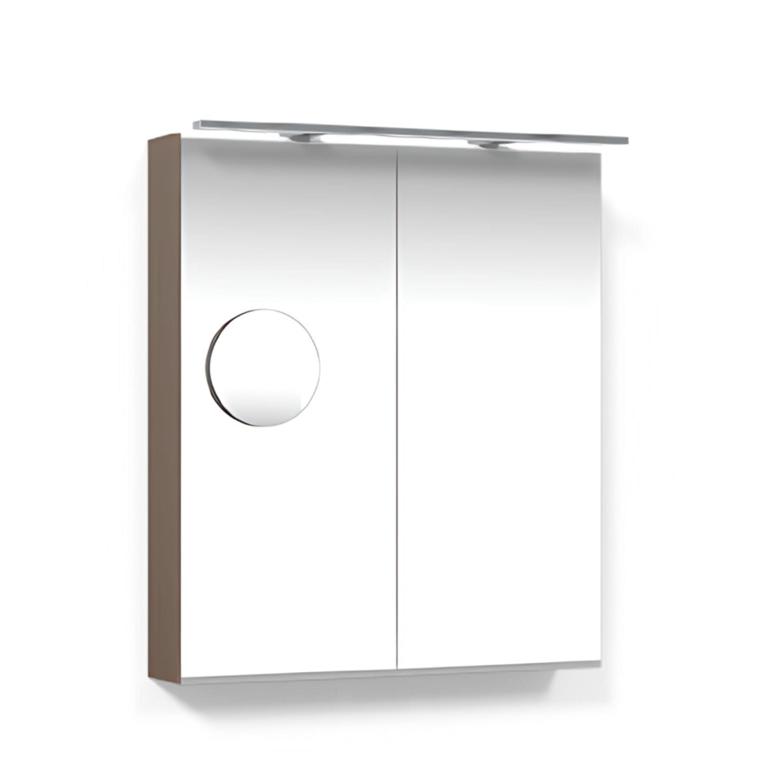 Macro Design CROWN 2-dør Speilskap Rampe-belysning med forstørrelsesspeil Brun ask / 60cm Macro Design Speilskap GRO-FCS60BBRLF