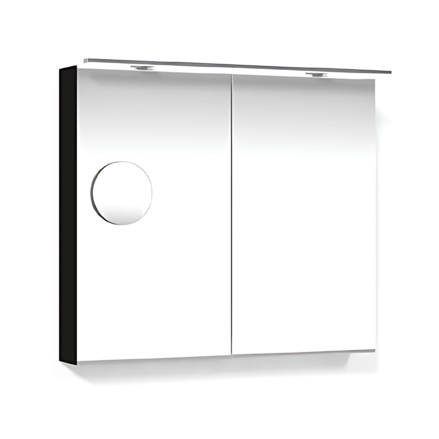 Macro Design CROWN 2-dør Speilskap Rampe-belysning med forstørrelsesspeil Svart / 80cm Macro Design Speilskap GRO-FCS80SBRLF