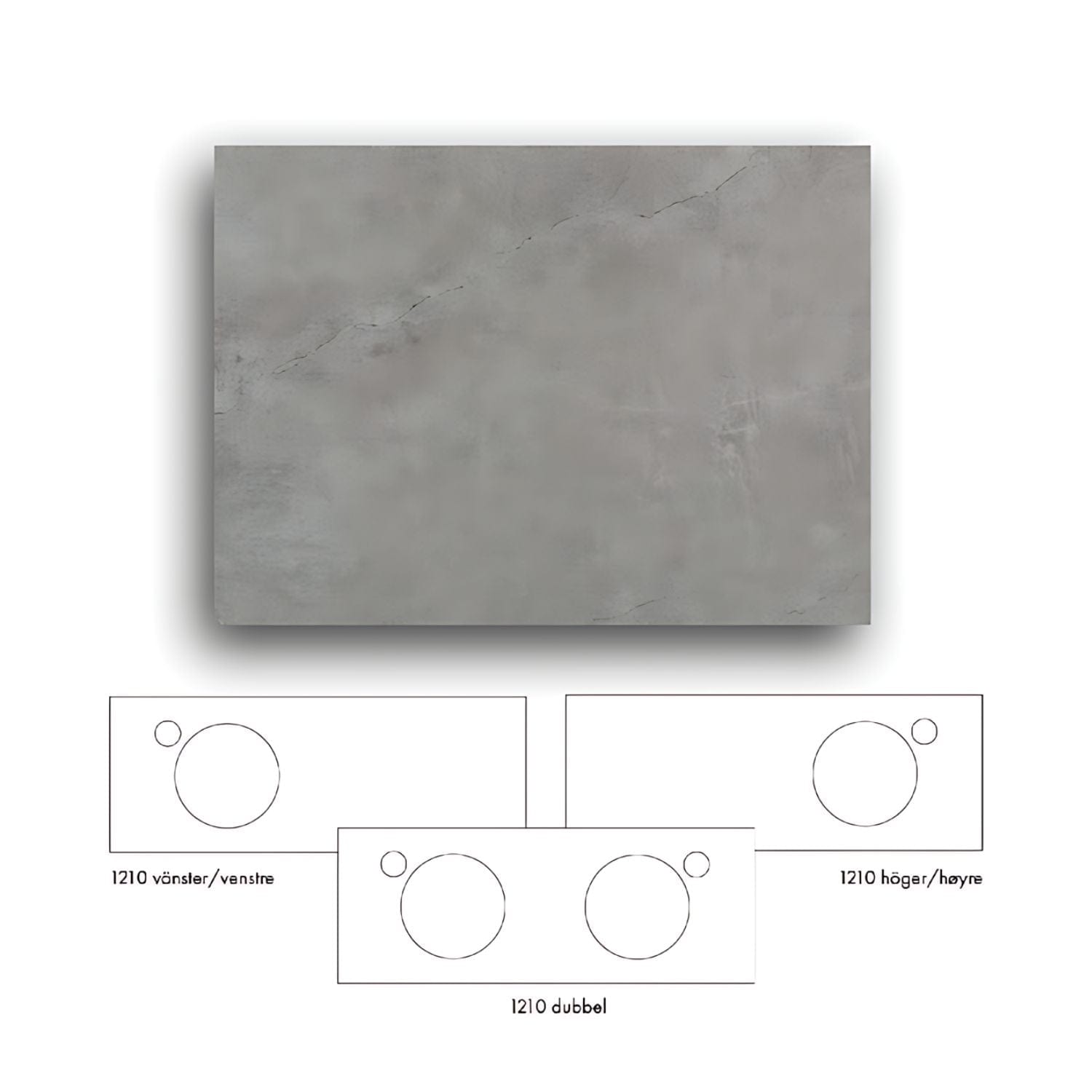 Macro Design Crown+ Dekton Benkeplate 121cm Soke / 121cm / Høyre Macro Design Benkeplate bad GRO-FB120SOKHH