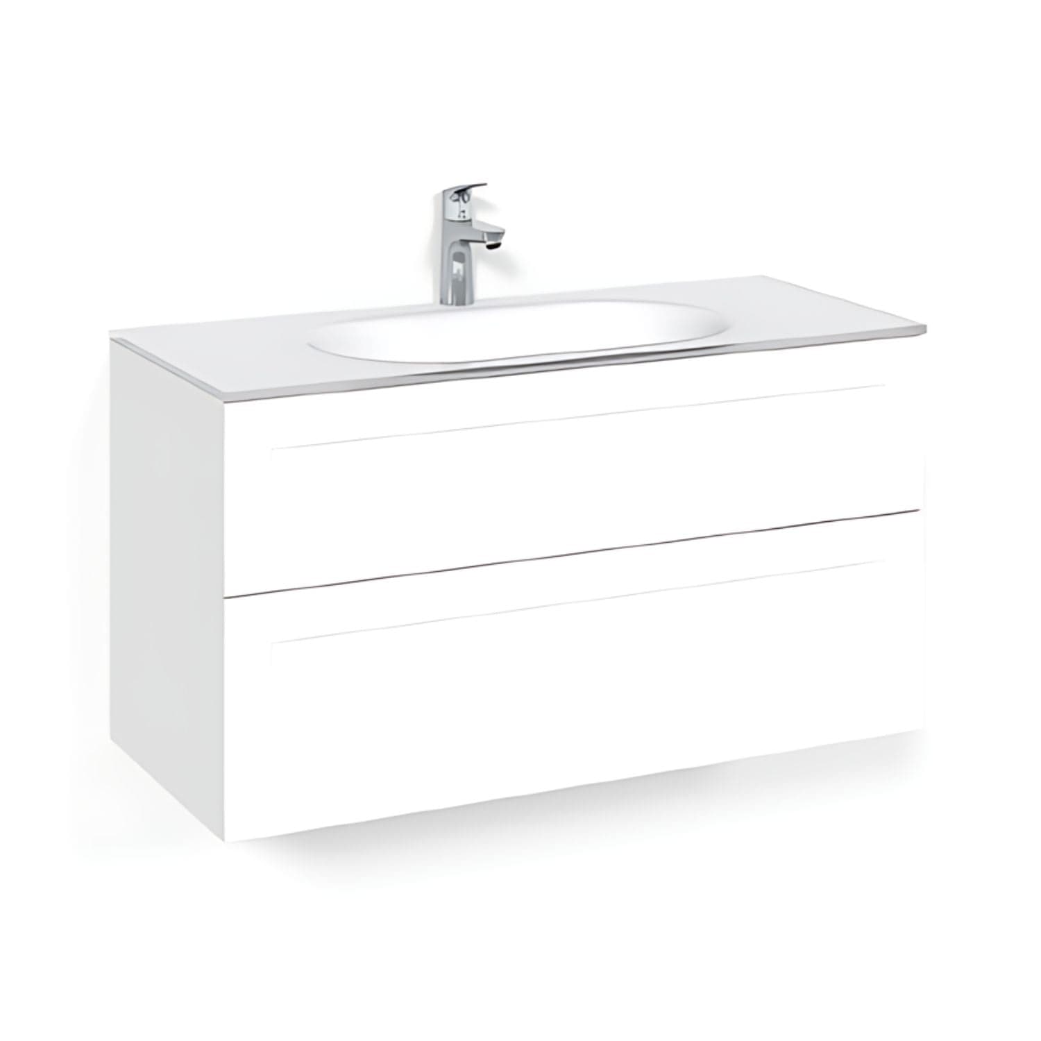 Macro Design CROWN Frame Servantskap 2-skuff - med Glasservant Hvit / 100cm / Glass Edge hvit Macro Design Møbelpakke bad BUN-FSK100VFG