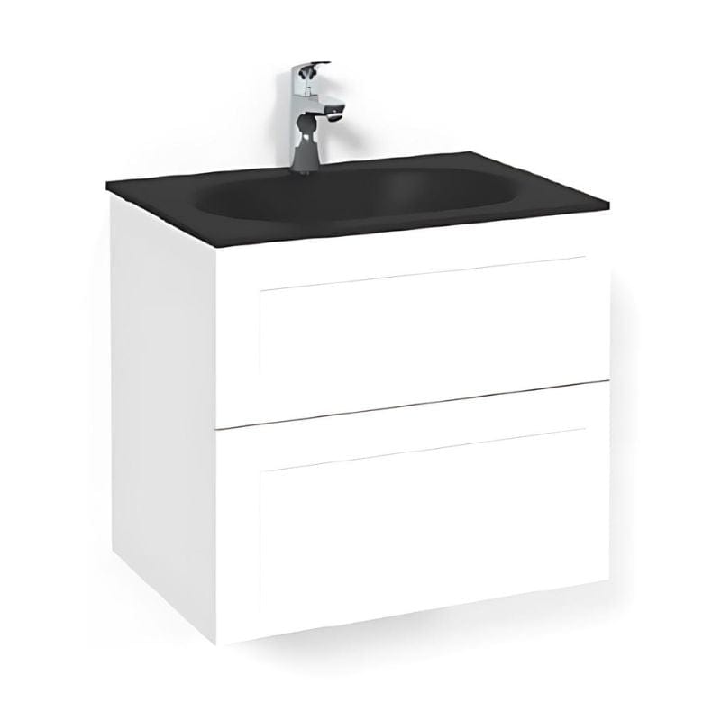 Macro Design CROWN Frame Servantskap 2-skuff - med Glasservant Hvit / 60cm / Glass Edge svart Macro Design Møbelpakke bad BUN-FSK60VFSG