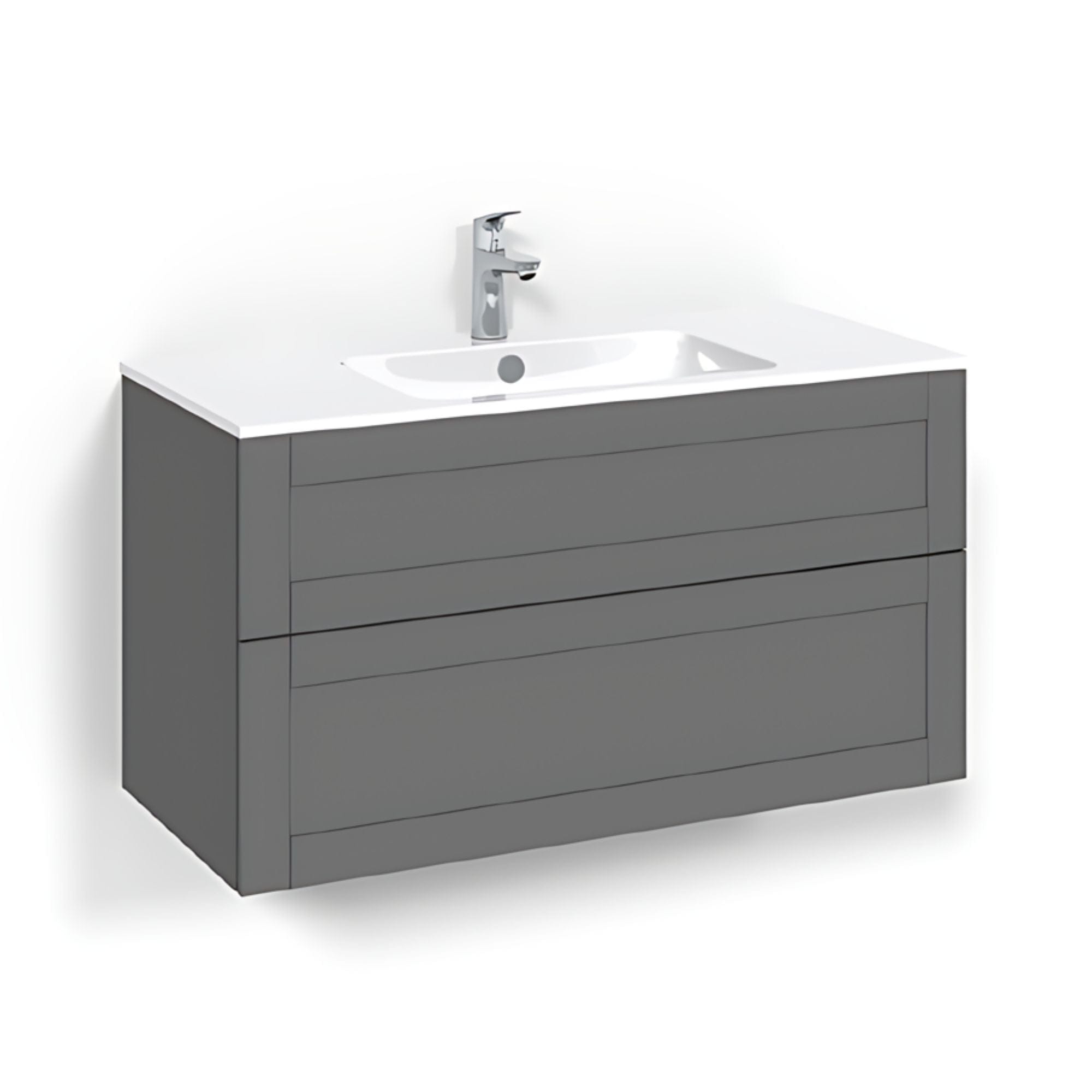 Macro Design CROWN Frame Servantskap 2 skuff - med LIGHT servant Antrasitt / 100cm / Light 14 Macro Design Møbelpakke bad BUN-FSK100AFL14