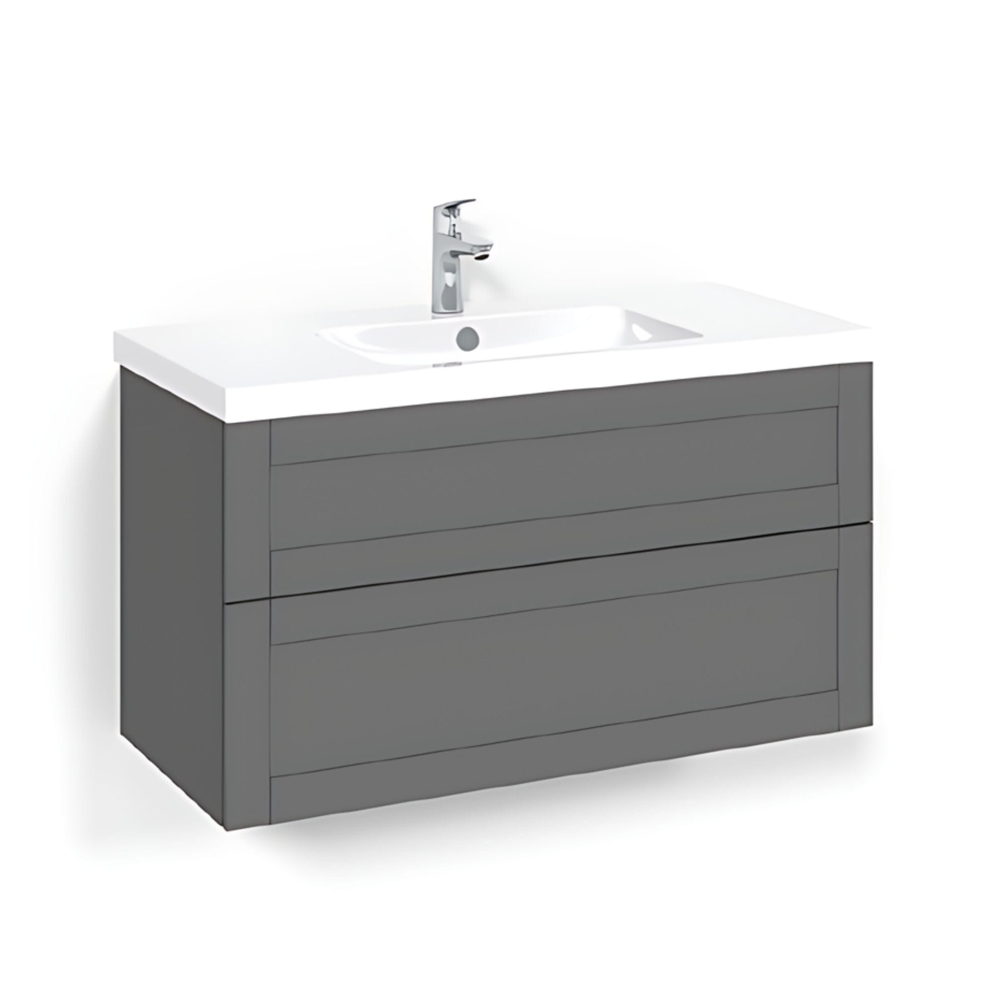 Macro Design CROWN Frame Servantskap 2 skuff - med LIGHT servant Antrasitt / 100cm / Light 45 Macro Design Møbelpakke bad BUN-FSK100AFL45