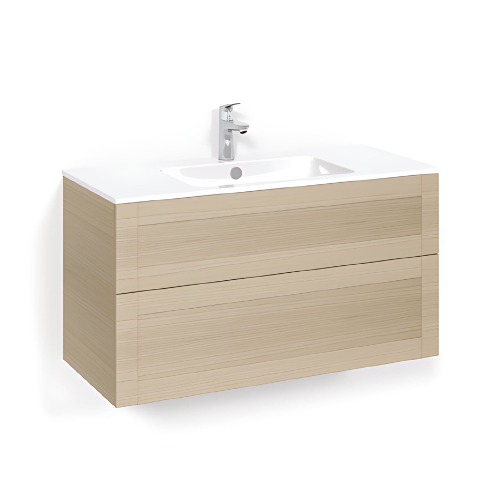 Macro Design CROWN Frame Servantskap 2 skuff - med LIGHT servant Eik / 100cm / Light 14 Macro Design Møbelpakke bad BUN-FSK100EFL14