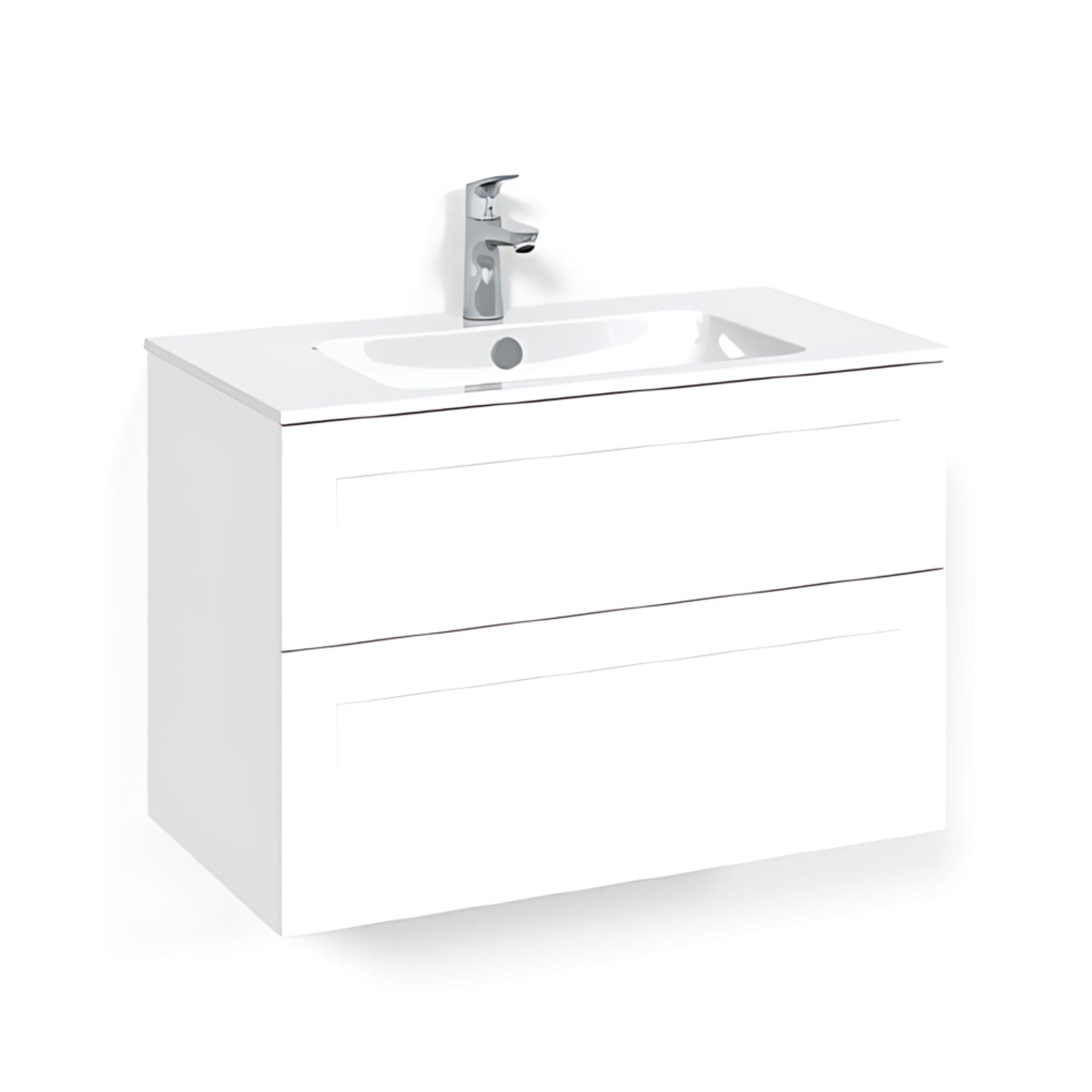 Macro Design CROWN Frame Servantskap 2 skuff - med LIGHT servant Hvit / 80cm / Light 14 Macro Design Møbelpakke bad BUN-FSK80VFL14