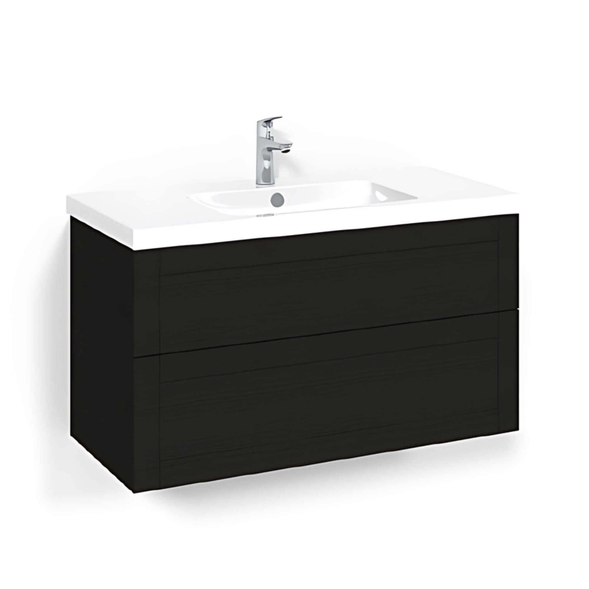 Macro Design CROWN Frame Servantskap 2 skuff - med LIGHT servant Svart eik / 100cm / Light 45 Macro Design Møbelpakke bad BUN-FSK100SFL45