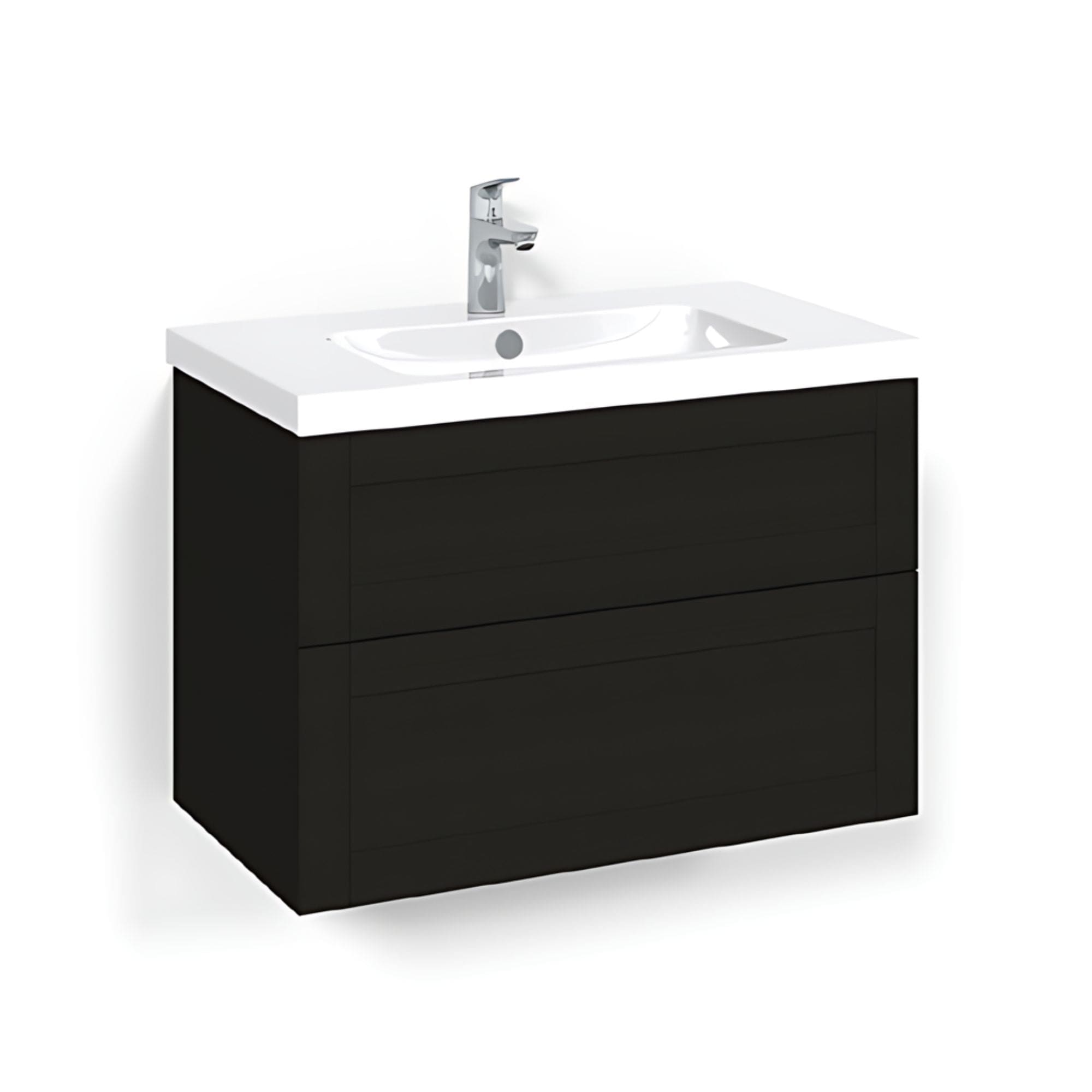 Macro Design CROWN Frame Servantskap 2 skuff - med LIGHT servant Svart eik / 80cm / Light 45 Macro Design Møbelpakke bad BUN-FSK80SFL45