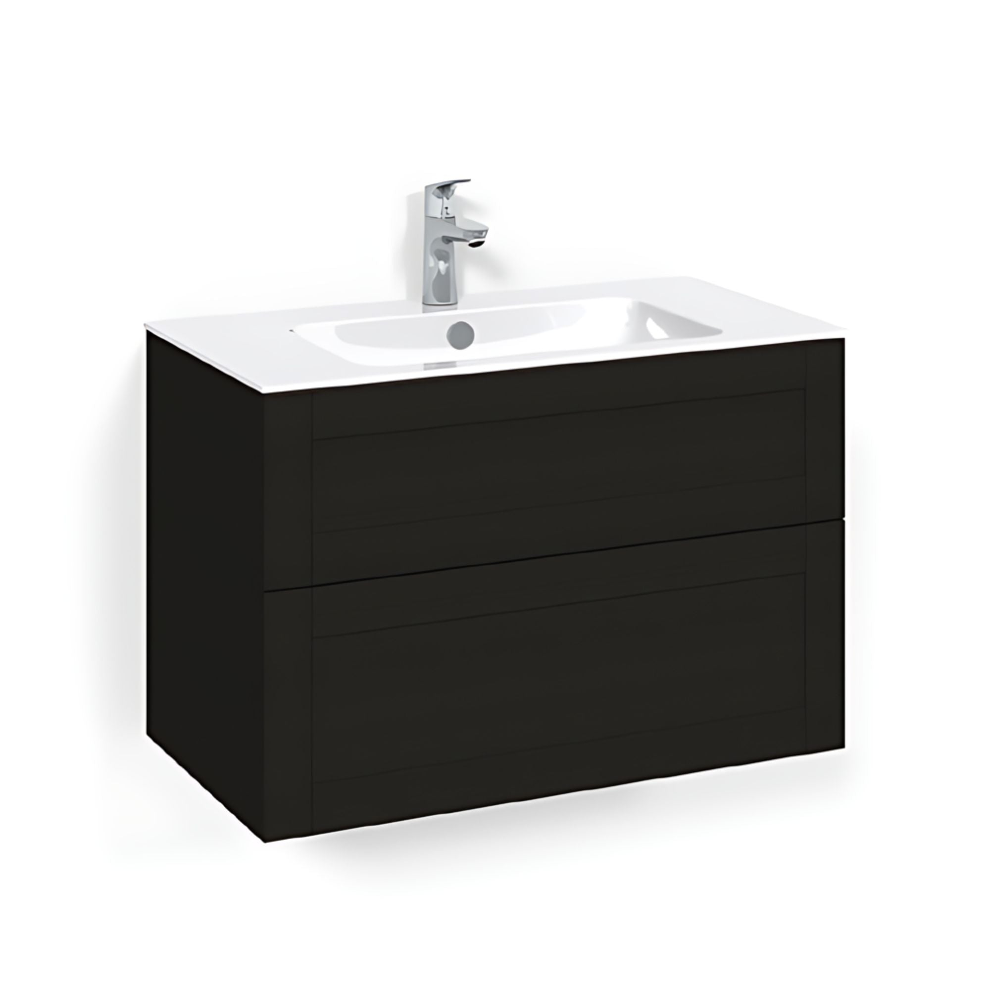 Macro Design CROWN Frame Servantskap 2 skuff - med LIGHT servant Svart eik / 80cm / Light 8 Macro Design Møbelpakke bad BUN-FSK80SFL8