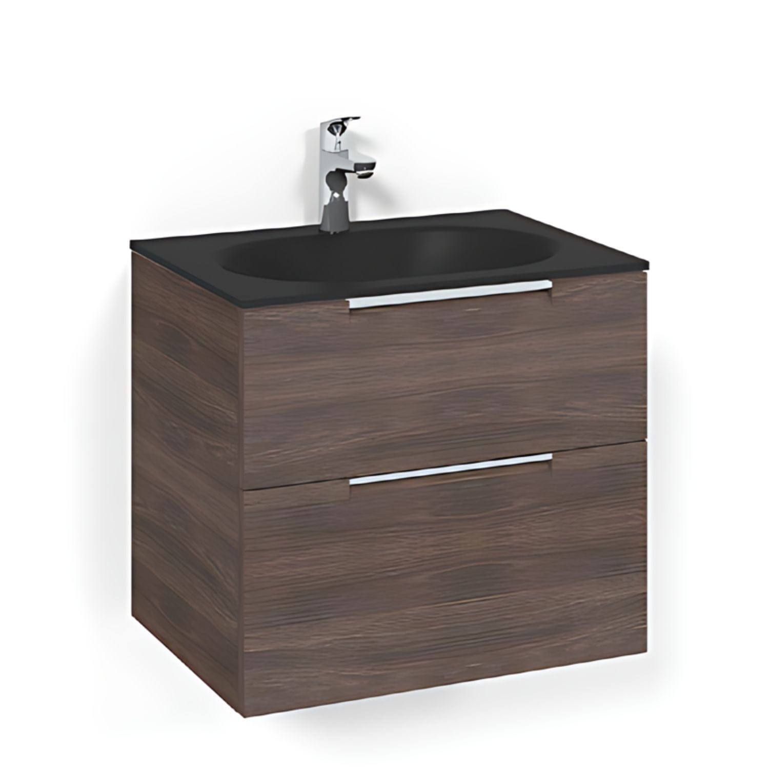 Macro Design CROWN Grip Servantskap 2-skuff - med Glasservant Brun ask / 60cm / Glass Edge svart Macro Design Møbelpakke bad BUN-FSK60BJSG