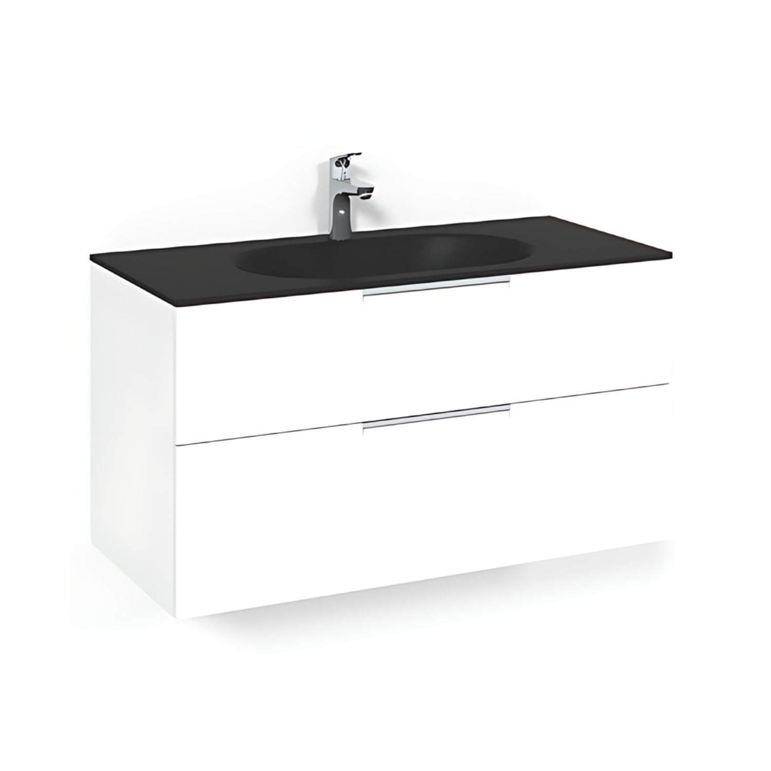 Macro Design CROWN Grip Servantskap 2-skuff - med Glasservant Hvit / 100cm / Glass Edge svart Macro Design Møbelpakke bad BUN-FSK100VJSG