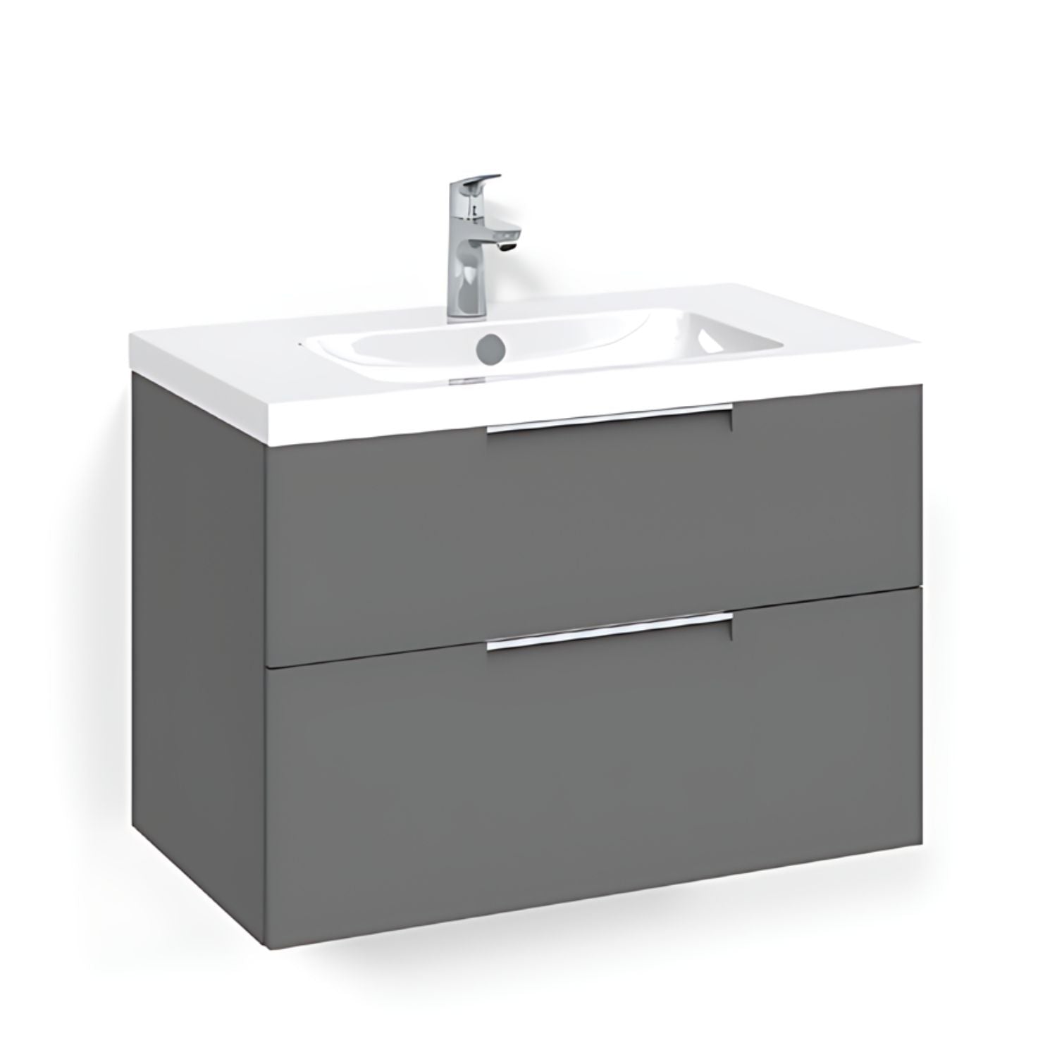 Macro Design CROWN Grip Servantskap 2 skuff - med LIGHT servant Antrasitt / 80cm / Light 45 Macro Design Møbelpakke bad BUN-FSK80AJL45