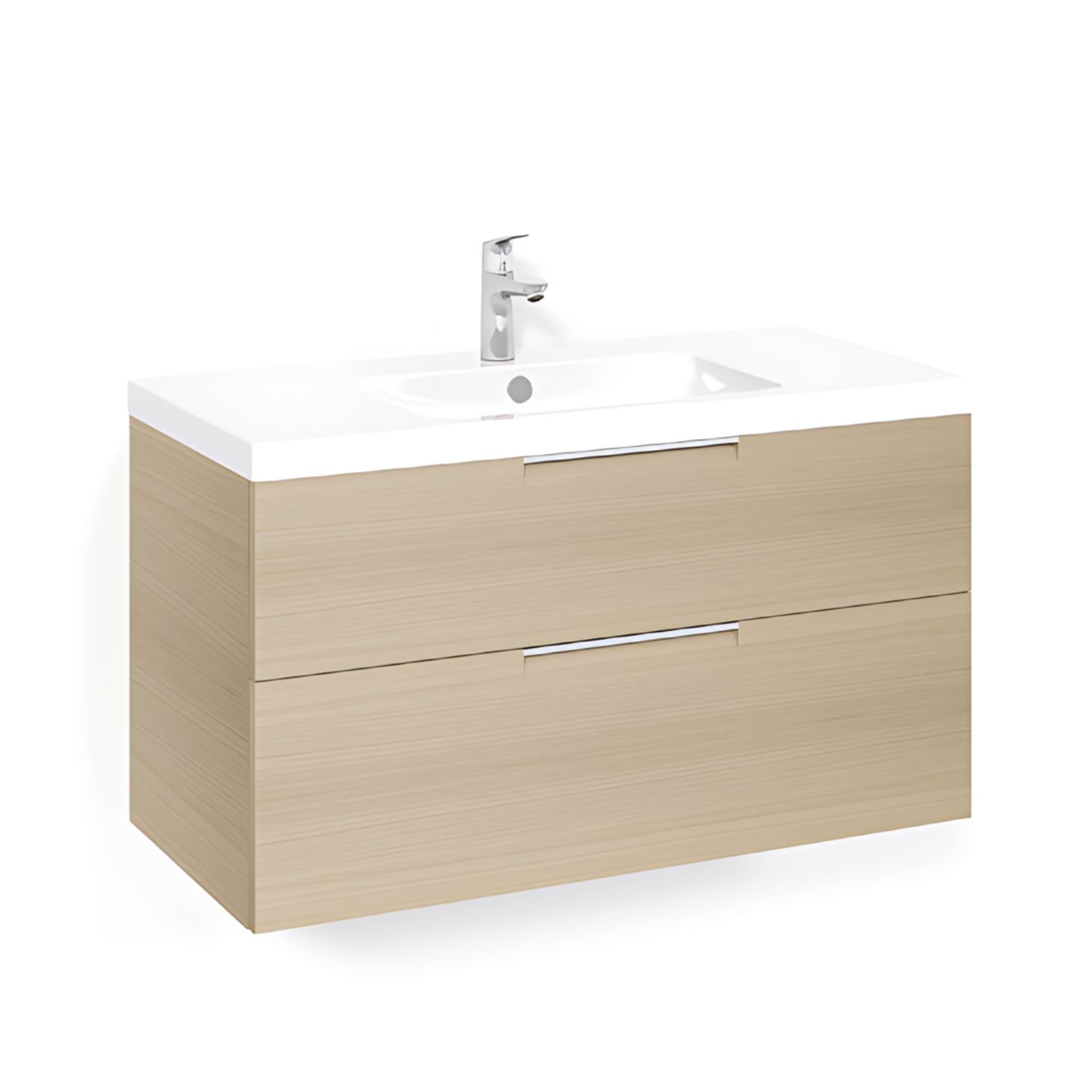 Macro Design CROWN Grip Servantskap 2 skuff - med LIGHT servant Eik / 100cm / Light 45 Macro Design Møbelpakke bad BUN-FSK100EJL45