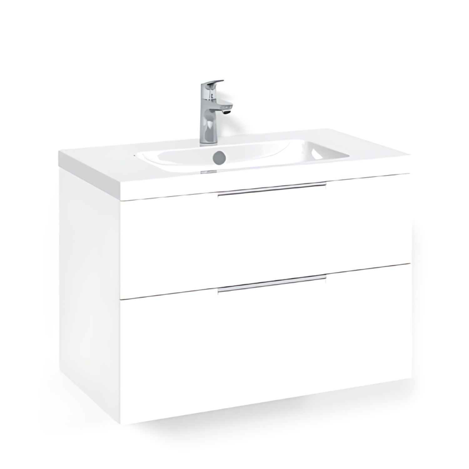 Macro Design CROWN Grip Servantskap 2 skuff - med LIGHT servant Hvit / 80cm / Light 45 Macro Design Møbelpakke bad BUN-FSK80VJL45