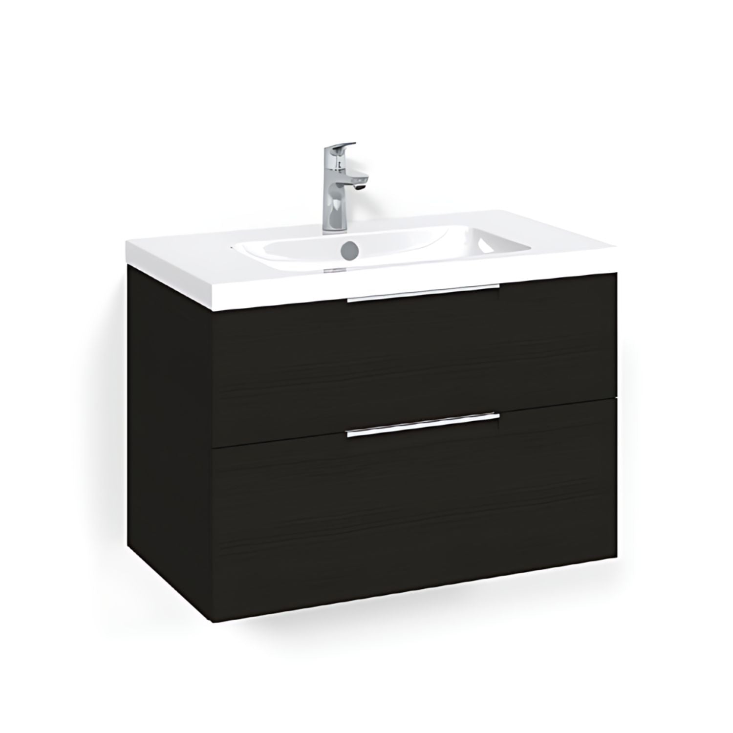 Macro Design CROWN Grip Servantskap 2 skuff - med LIGHT servant Svart eik / 80cm / Light 45 Macro Design Møbelpakke bad BUN-FSK80SJL45