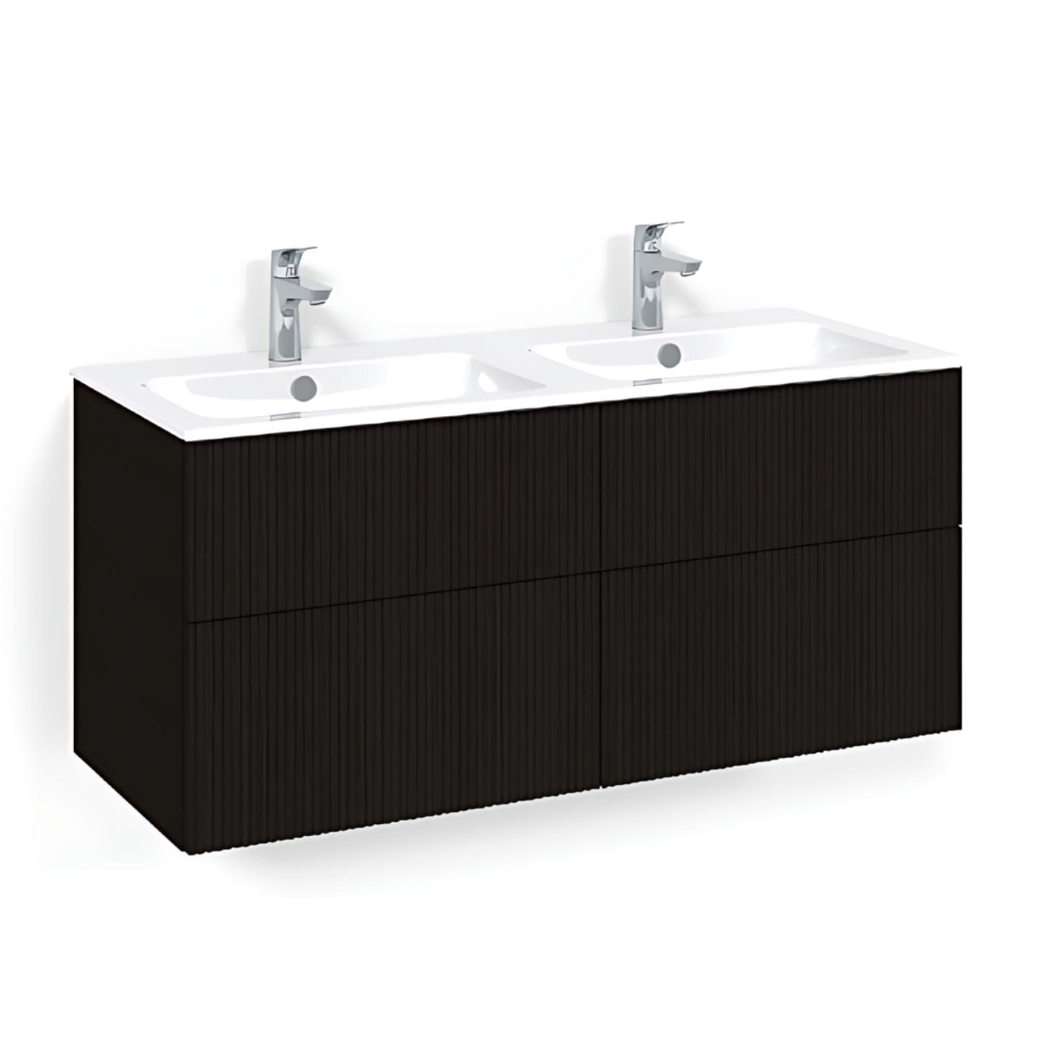 Macro Design CROWN Line Servantskap skuff - med LIGHT 14 servant 120cm dobbel Svart eik / Line Macro Design Møbelpakke bad BUN-FSK120SLL14