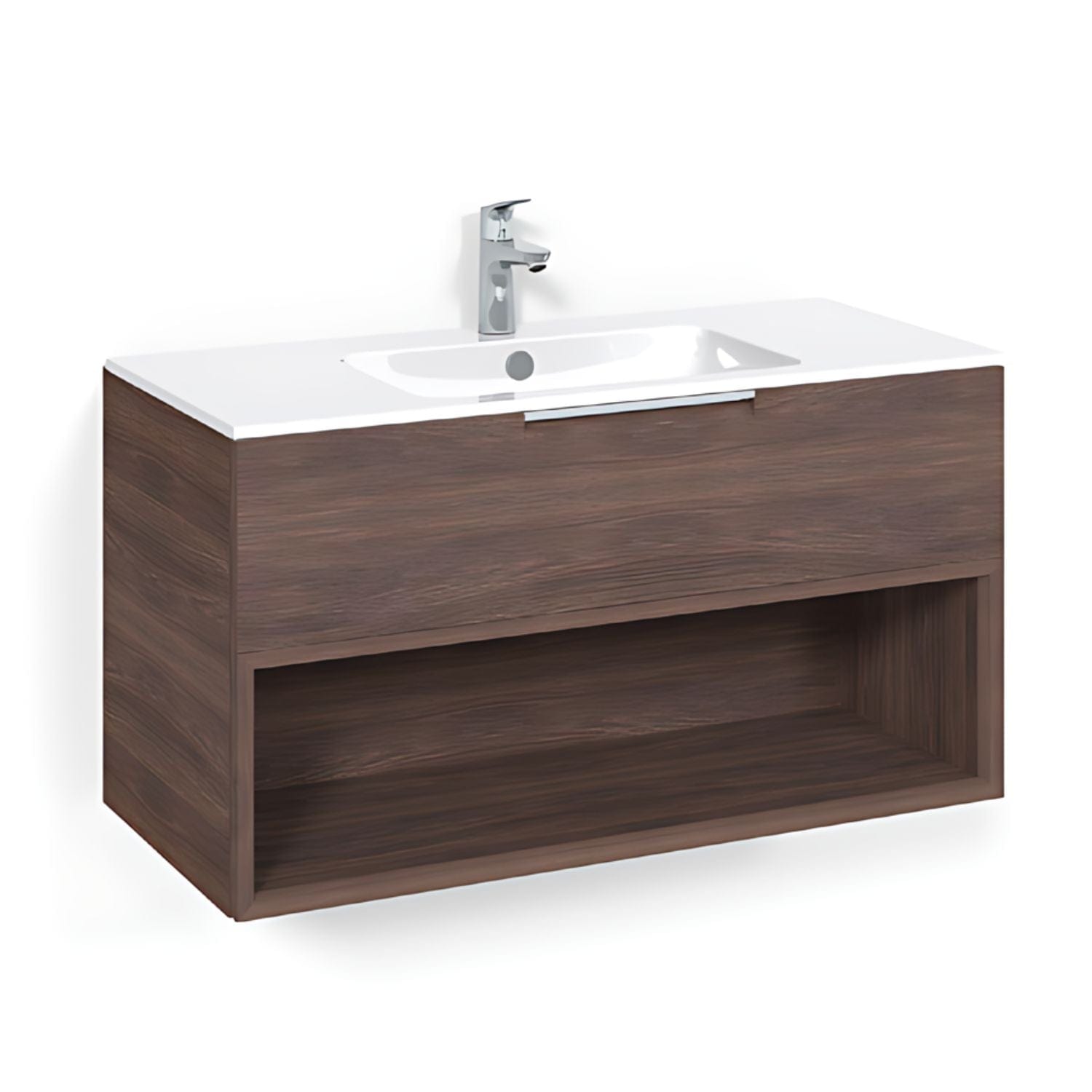 Macro Design CROWN Open box Servantskap 1 skuff - med LIGHT servant Brun ask / 100cm / Light 14 Macro Design Møbelpakke bad BUN-FSK100BOL14