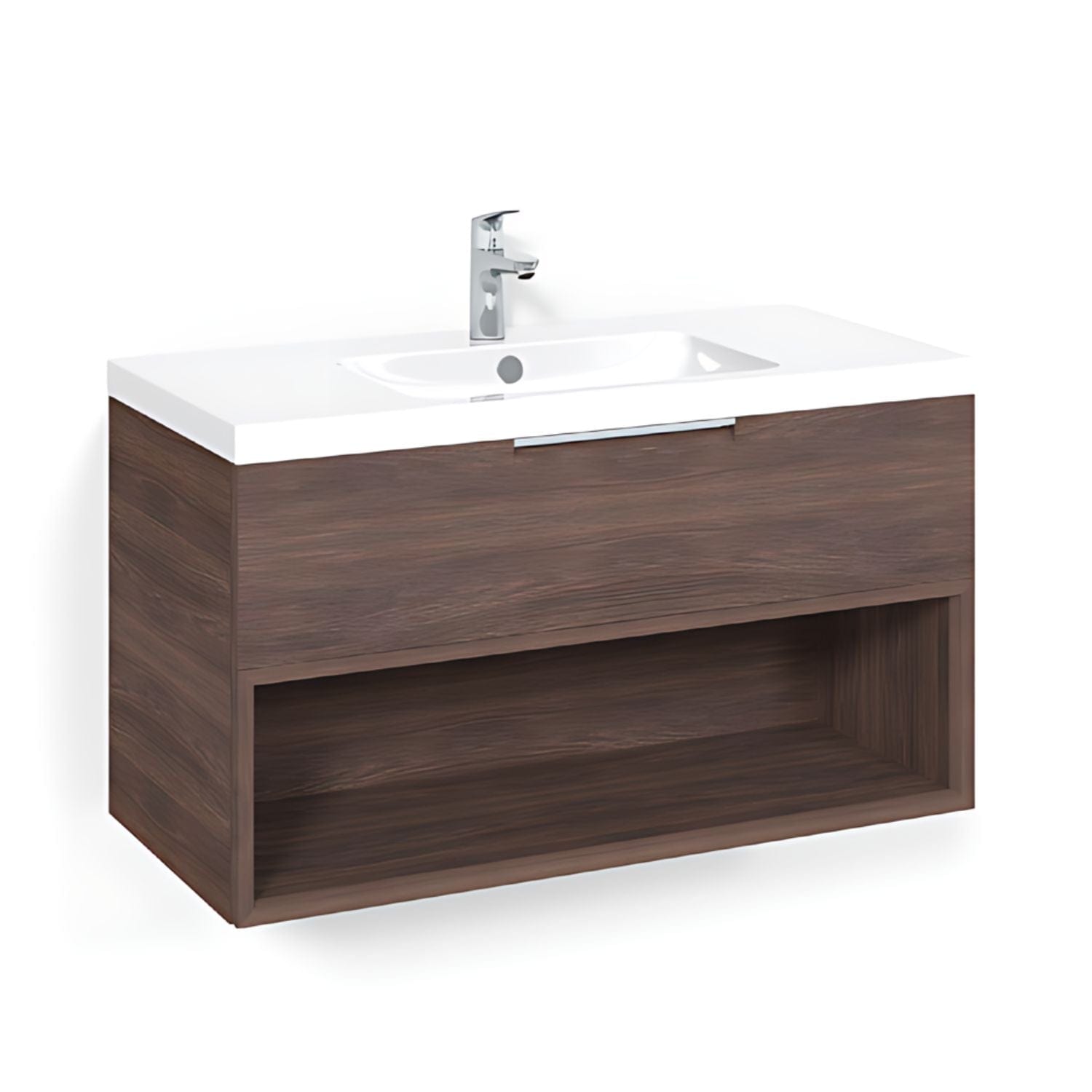 Macro Design CROWN Open box Servantskap 1 skuff - med LIGHT servant Brun ask / 100cm / Light 45 Macro Design Møbelpakke bad BUN-FSK100BOL45