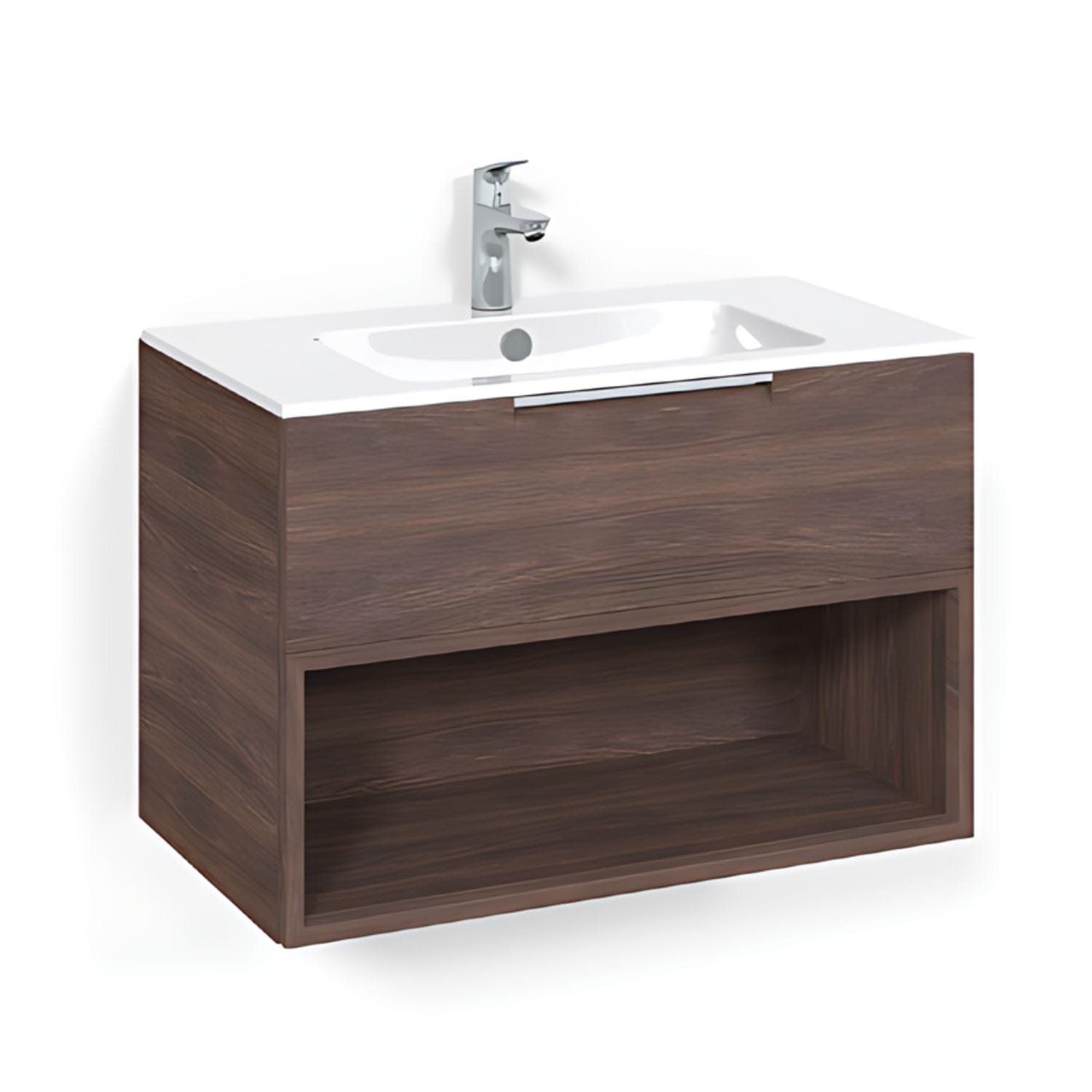 Macro Design CROWN Open box Servantskap 1 skuff - med LIGHT servant Brun ask / 80cm / Light 14 Macro Design Møbelpakke bad BUN-FSK80BOL14