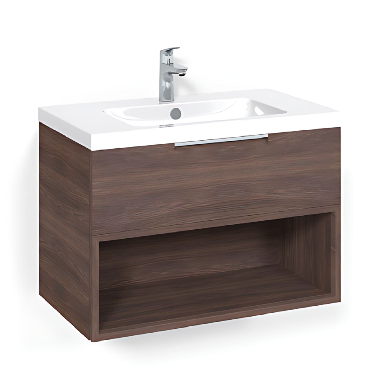 Macro Design CROWN Open box Servantskap 1 skuff - med LIGHT servant Brun ask / 80cm / Light 45 Macro Design Møbelpakke bad BUN-FSK80BOL45