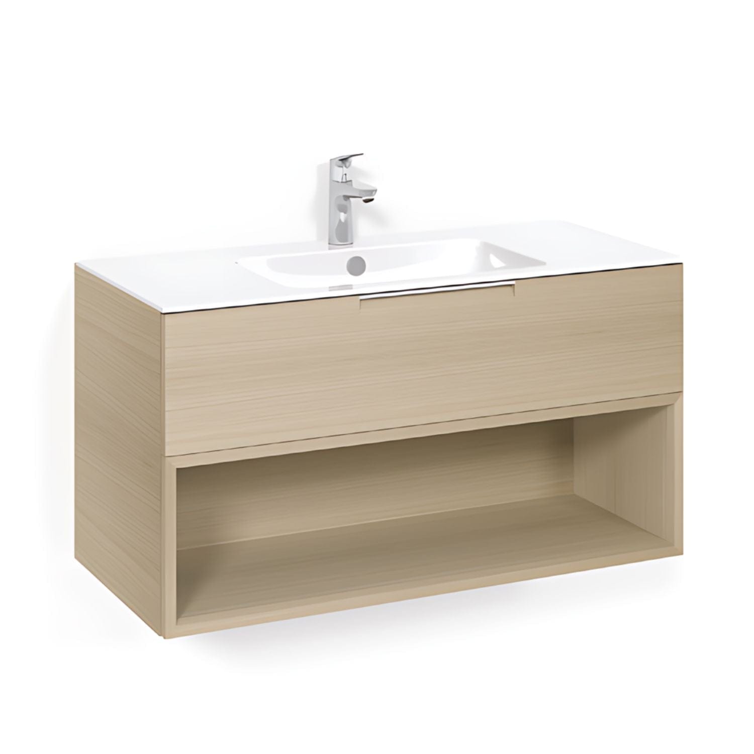 Macro Design CROWN Open box Servantskap 1 skuff - med LIGHT servant Eik / 100cm / Light 8 Macro Design Møbelpakke bad BUN-FSK100EOL8