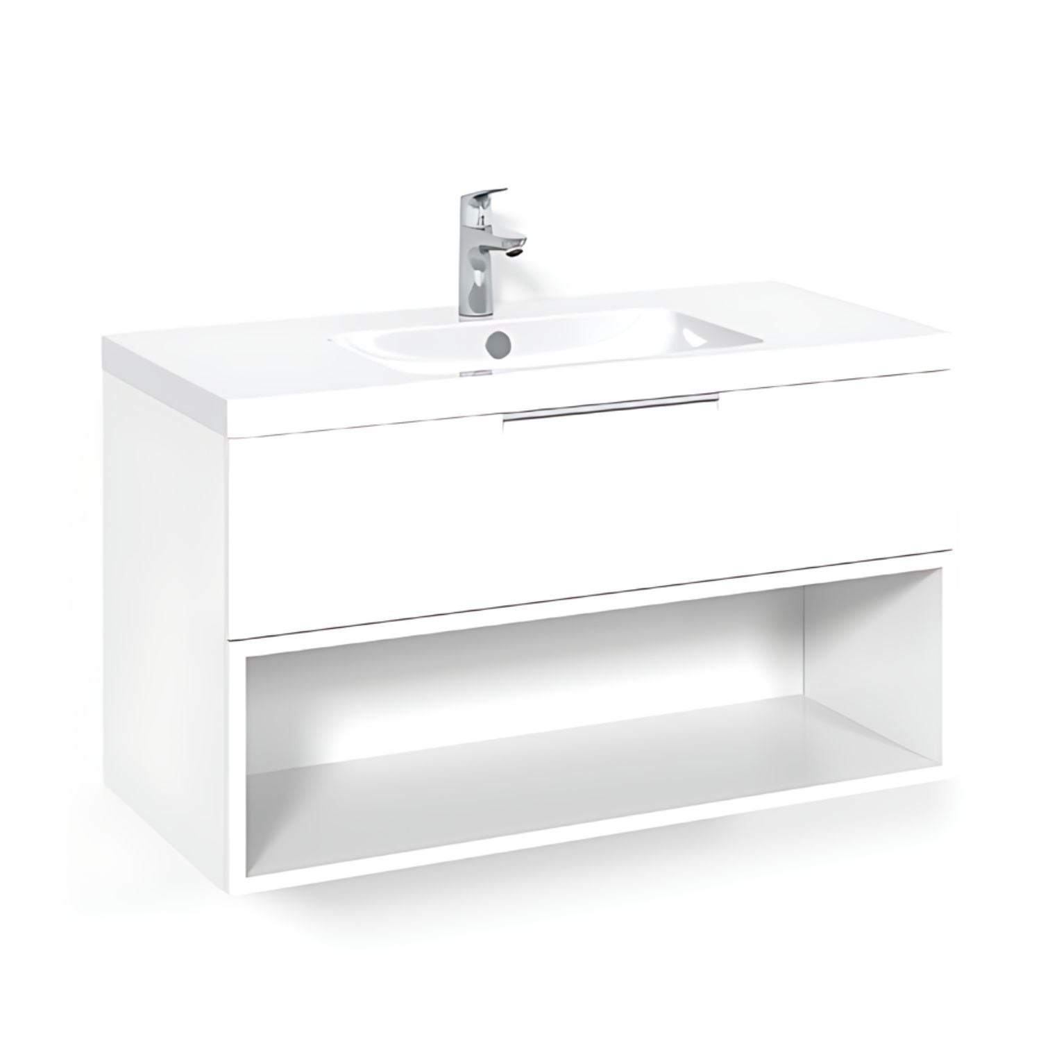 Macro Design CROWN Open box Servantskap 1 skuff - med LIGHT servant Hvit / 100cm / Light 45 Macro Design Møbelpakke bad BUN-FSK100VOL45