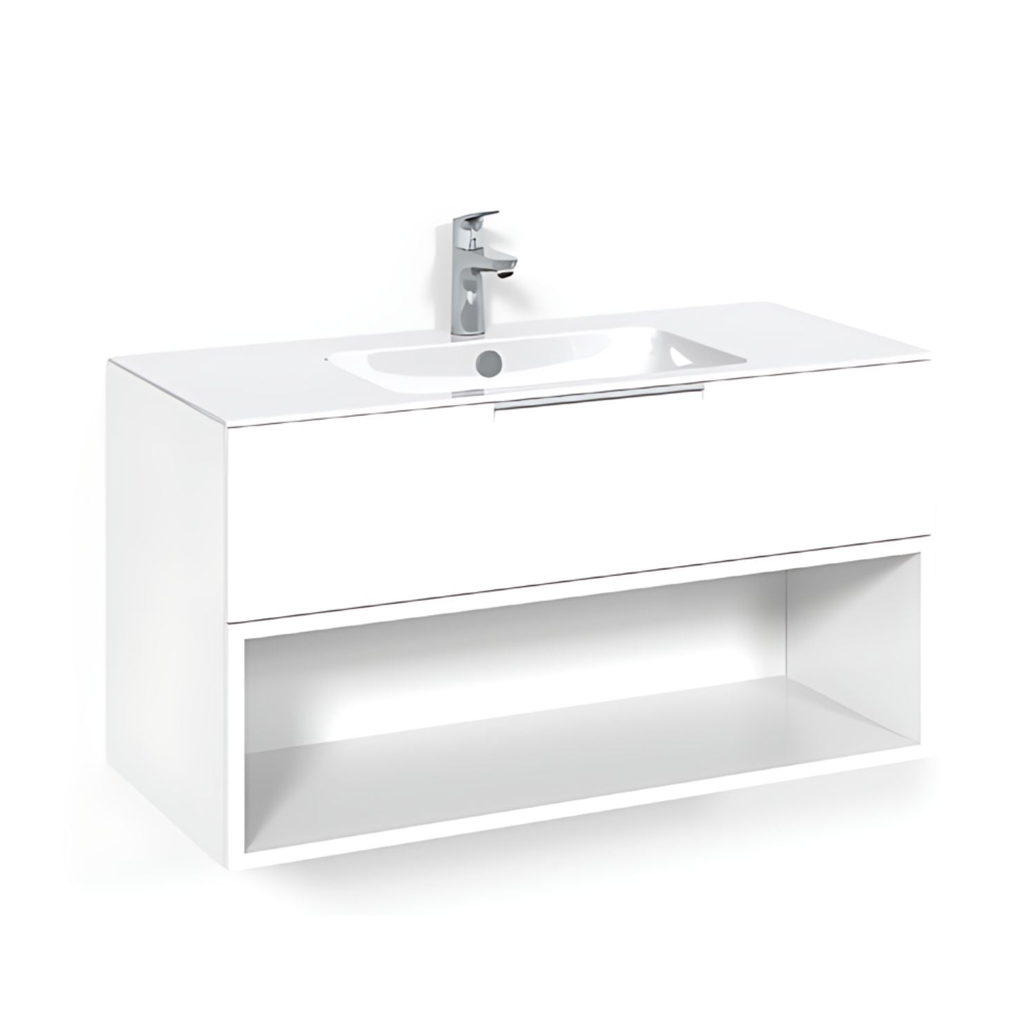 Macro Design CROWN Open box Servantskap 1 skuff - med LIGHT servant Hvit / 100cm / Light 8 Macro Design Møbelpakke bad BUN-FSK100VOL8