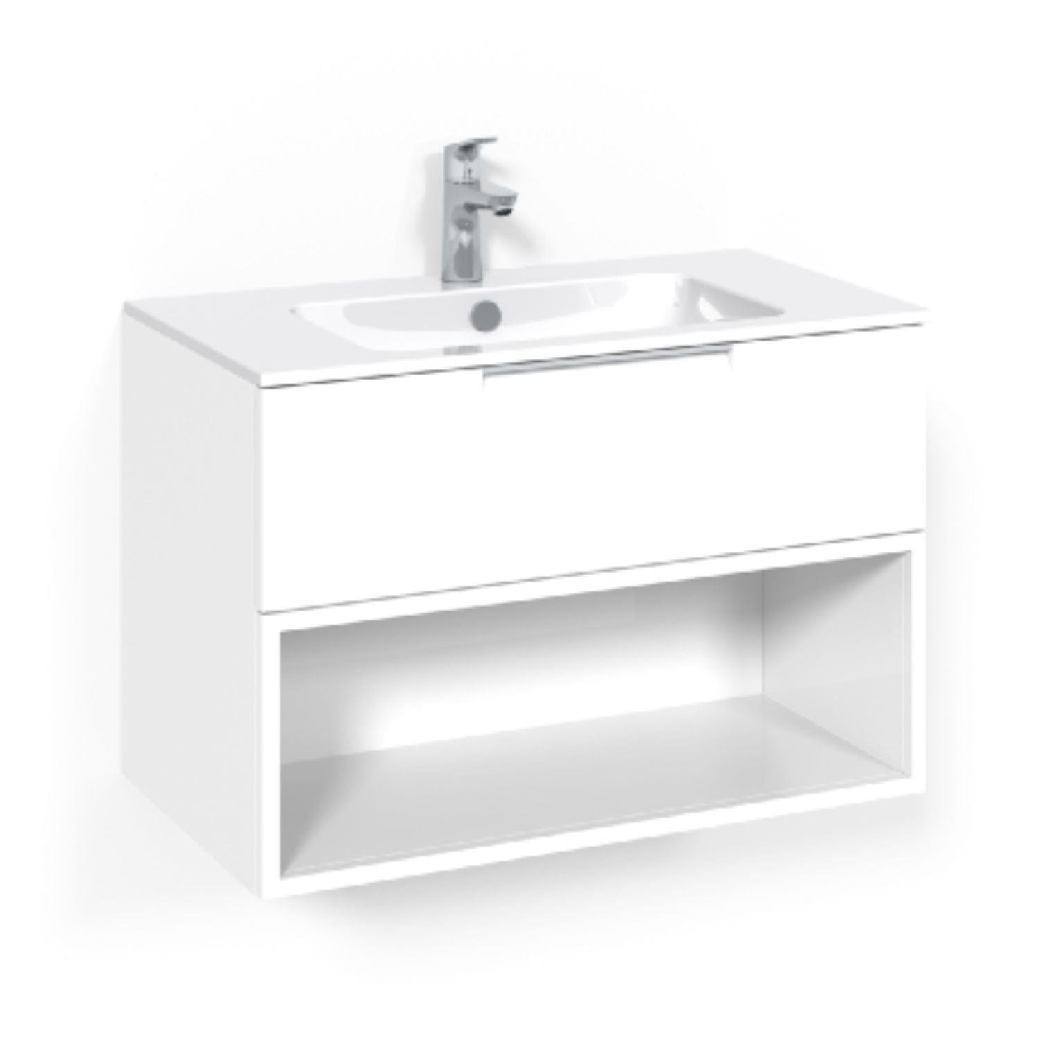 Macro Design CROWN Open box Servantskap 1 skuff - med LIGHT servant Hvit / 80cm / Light 14 Macro Design Møbelpakke bad BUN-FSK80VOL14