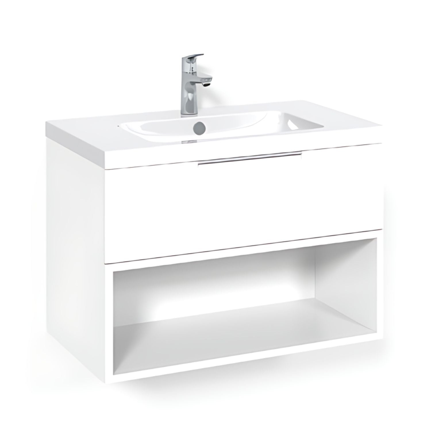 Macro Design CROWN Open box Servantskap 1 skuff - med LIGHT servant Hvit / 80cm / Light 45 Macro Design Møbelpakke bad BUN-FSK80VOL45