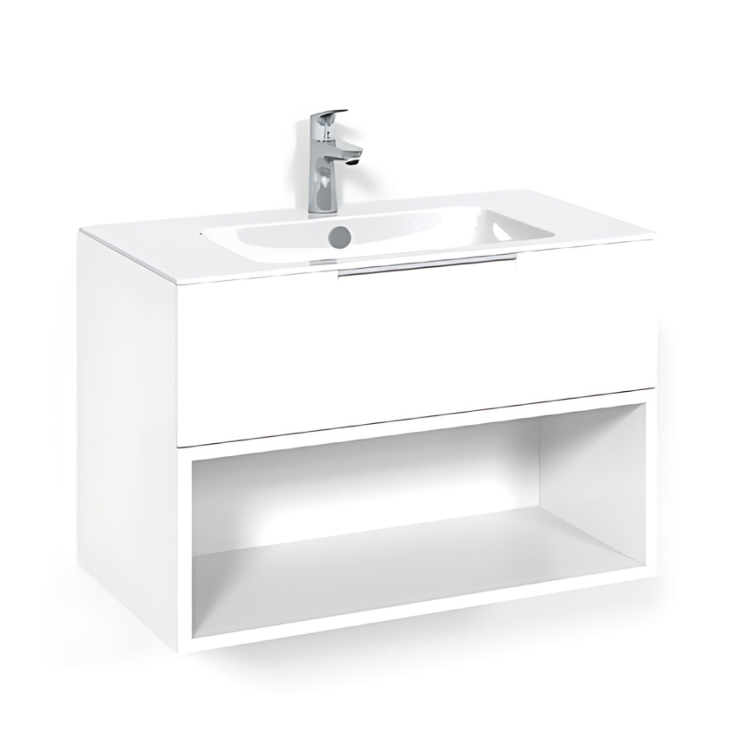 Macro Design CROWN Open box Servantskap 1 skuff - med LIGHT servant Hvit / 80cm / Light 8 Macro Design Møbelpakke bad BUN-FSK80VOL8