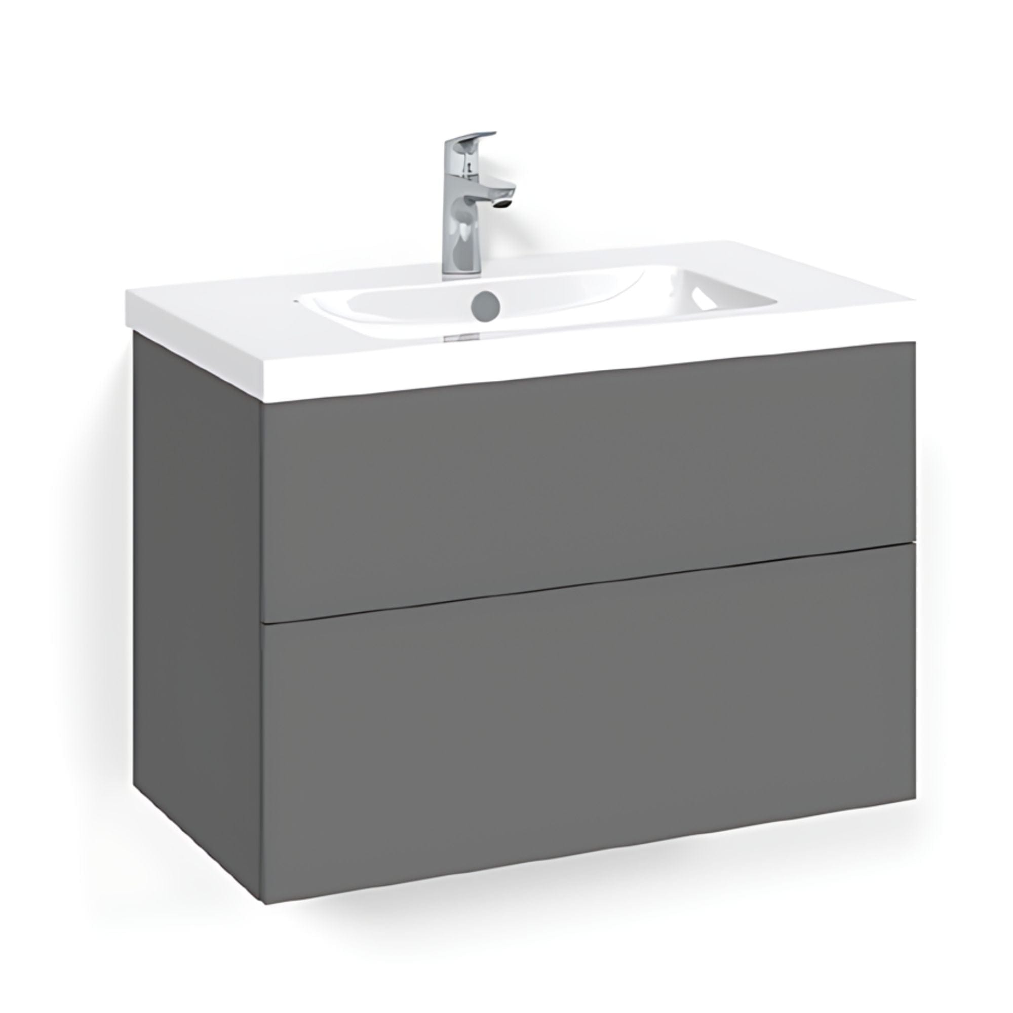 Macro Design CROWN Plain/Push-open Servantskap 2 skuff - med LIGHT servant Antrasitt / 80cm / Light 45 Macro Design Servantskap BUN-FSK80APL45