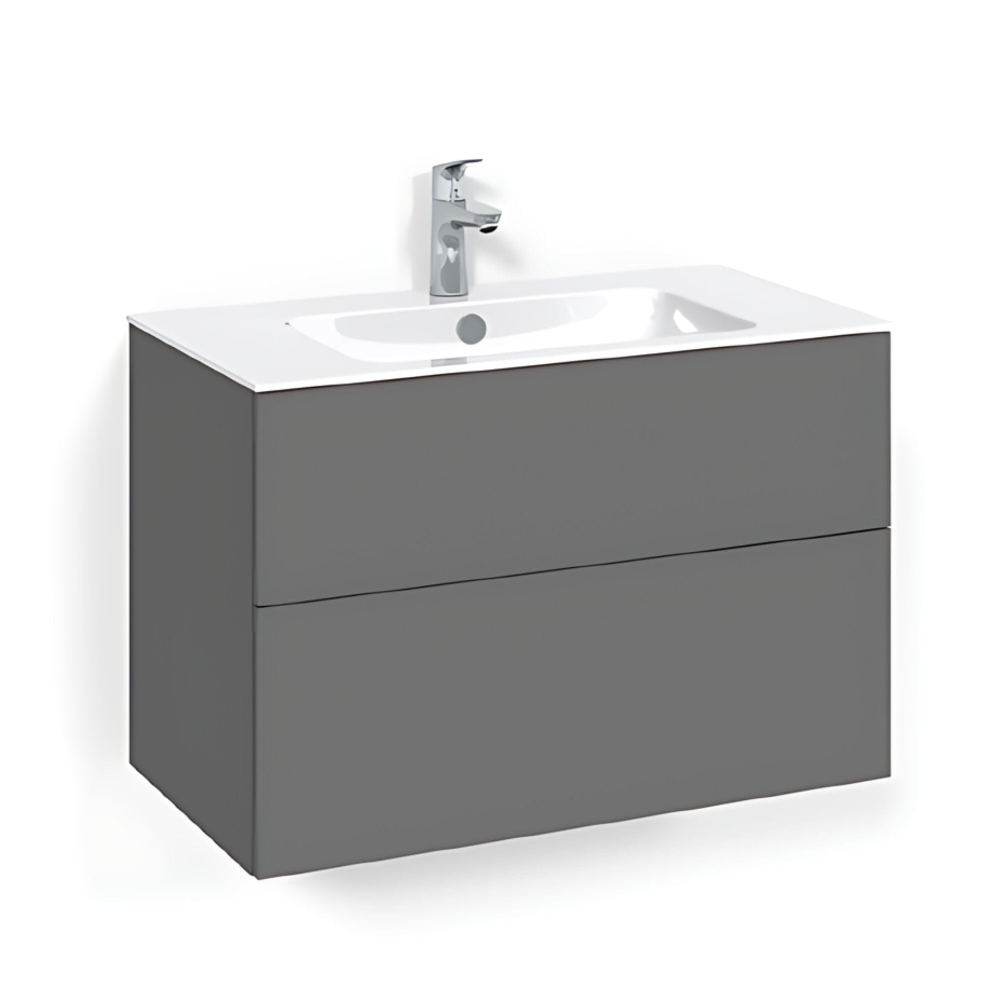 Macro Design CROWN Plain/Push-open Servantskap 2 skuff - med LIGHT servant Antrasitt / 80cm / Light 8 Macro Design Servantskap BUN-FSK80APL8